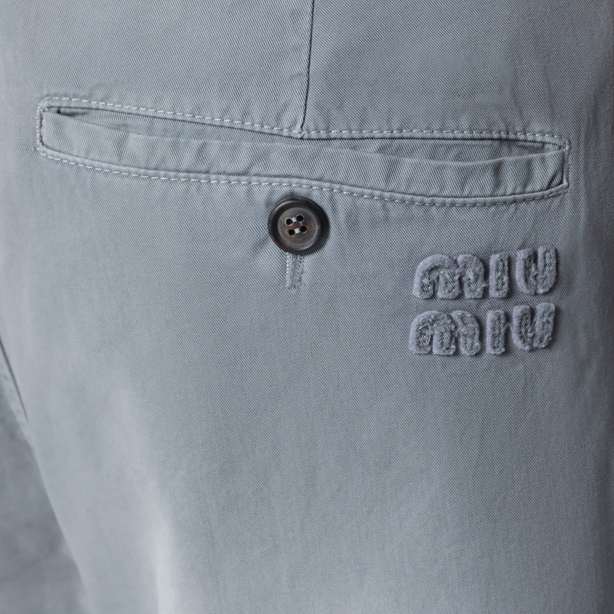 Garment-dyed cotton twill trousers in steel