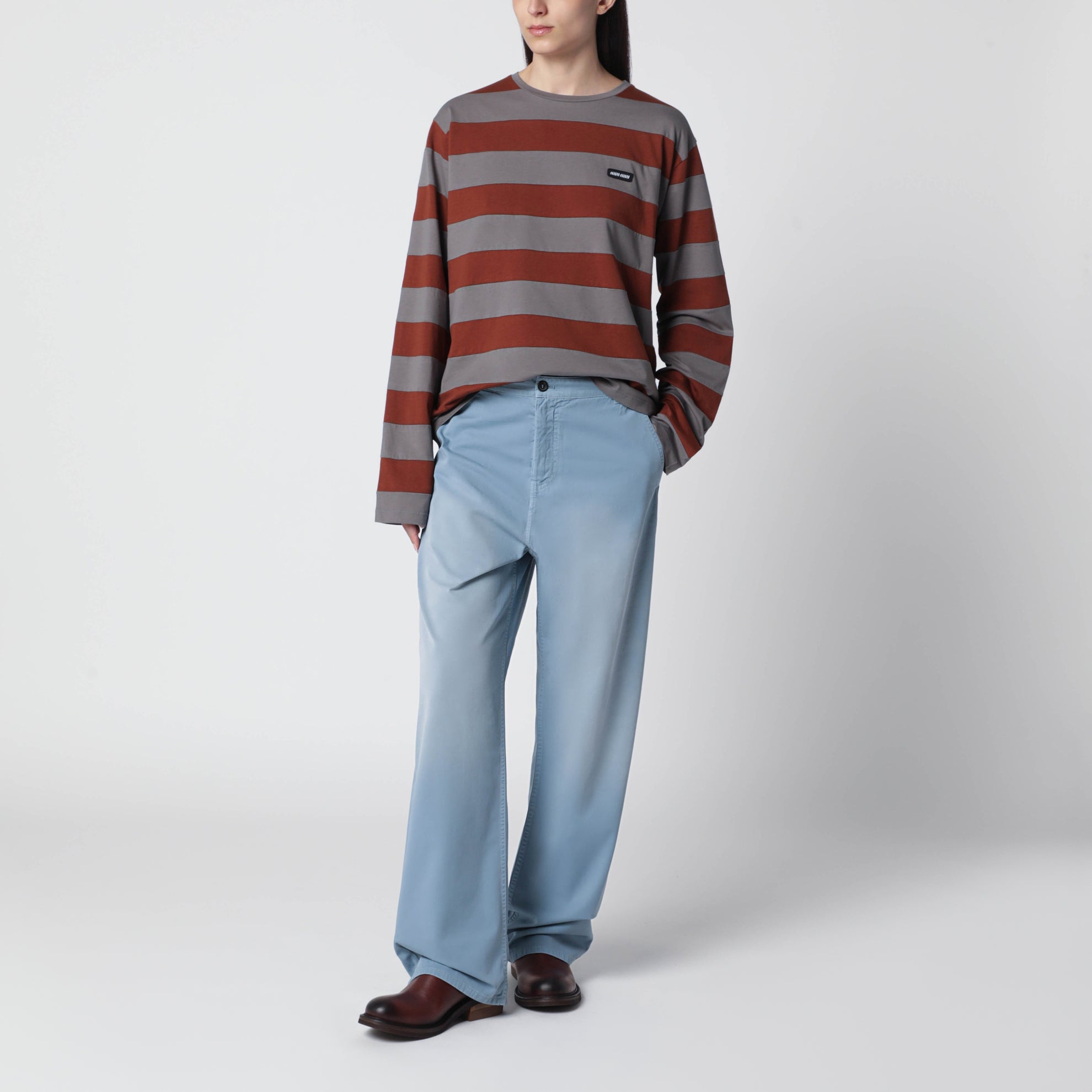 Pantalone tinto capo in twill di cotone Astrale