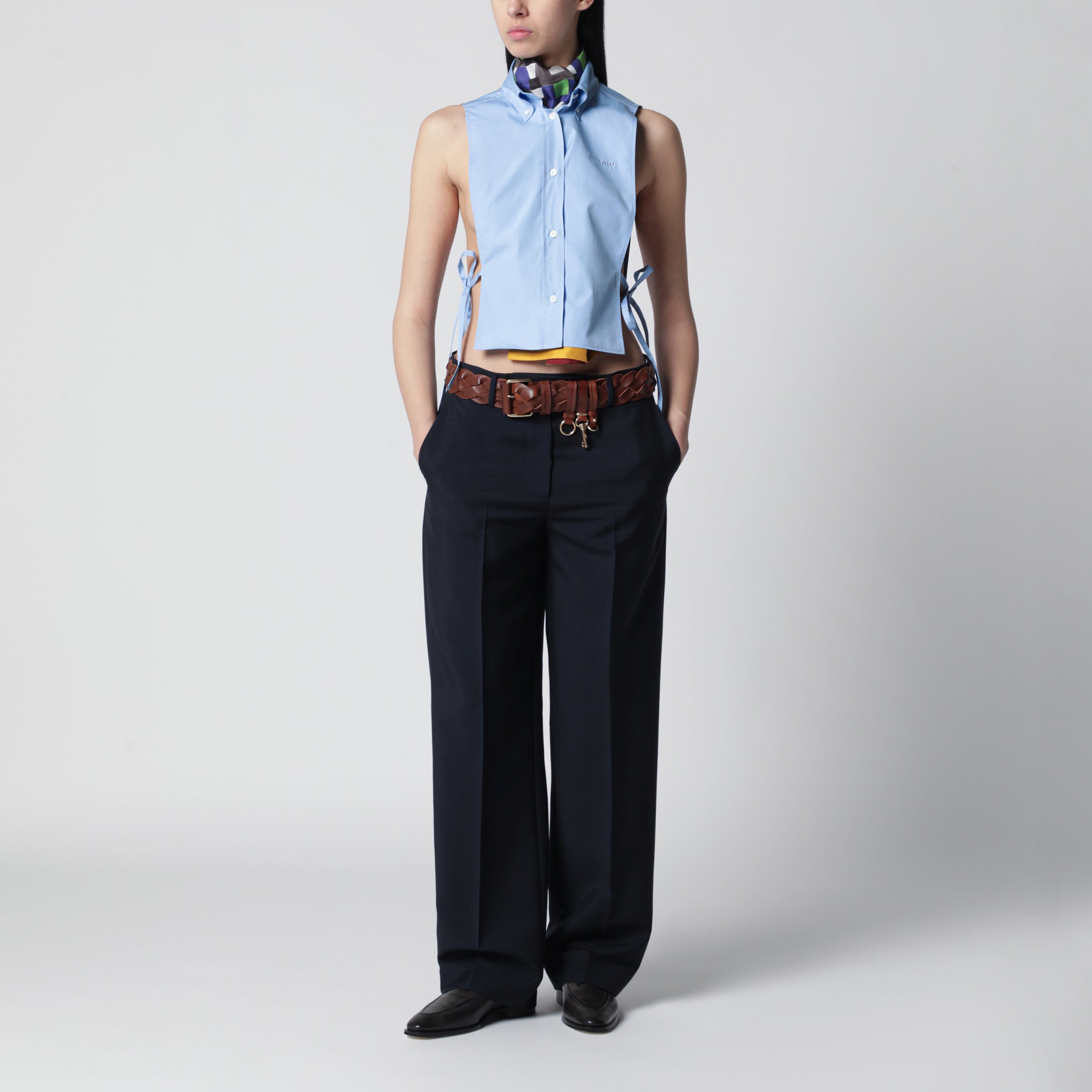 Miu Miu Navy blue wool-blend trousers | TheDoubleF