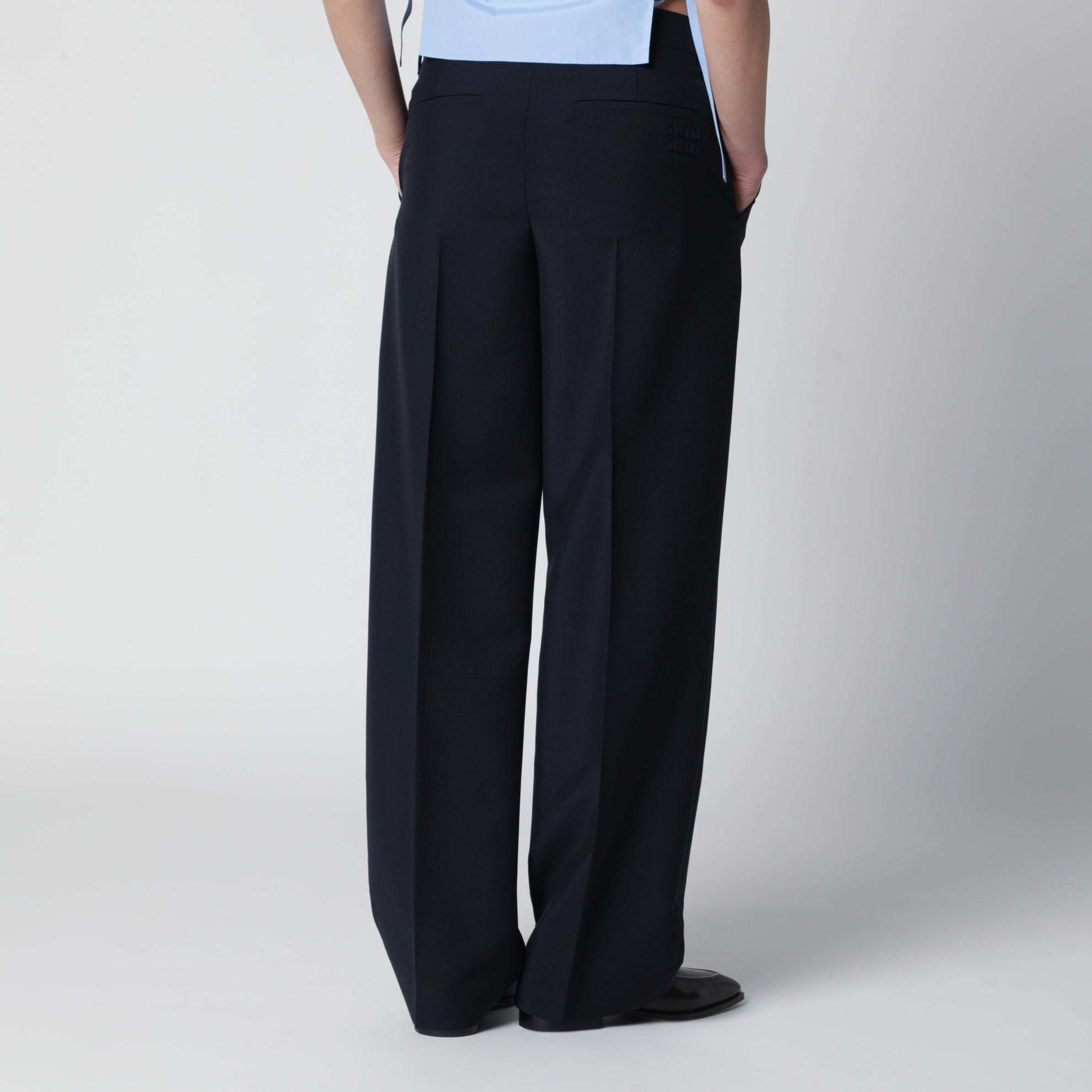 Marineblaue Hose aus Wollmischung
