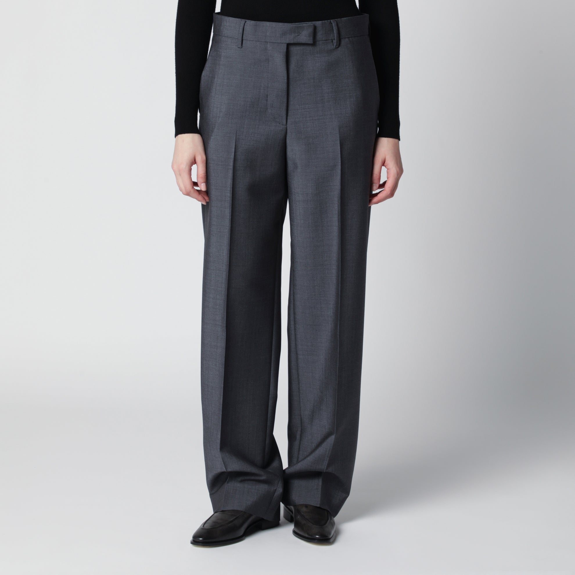 Grey wool-blend trousers