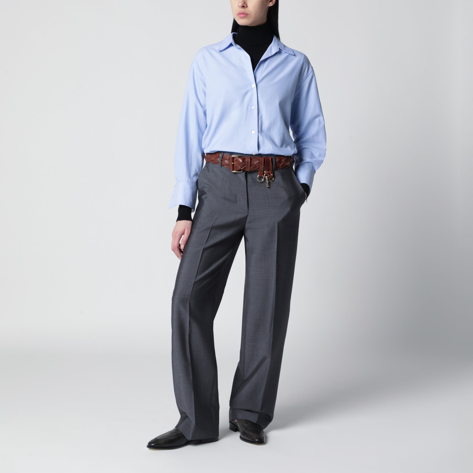 Grey wool-blend trousers