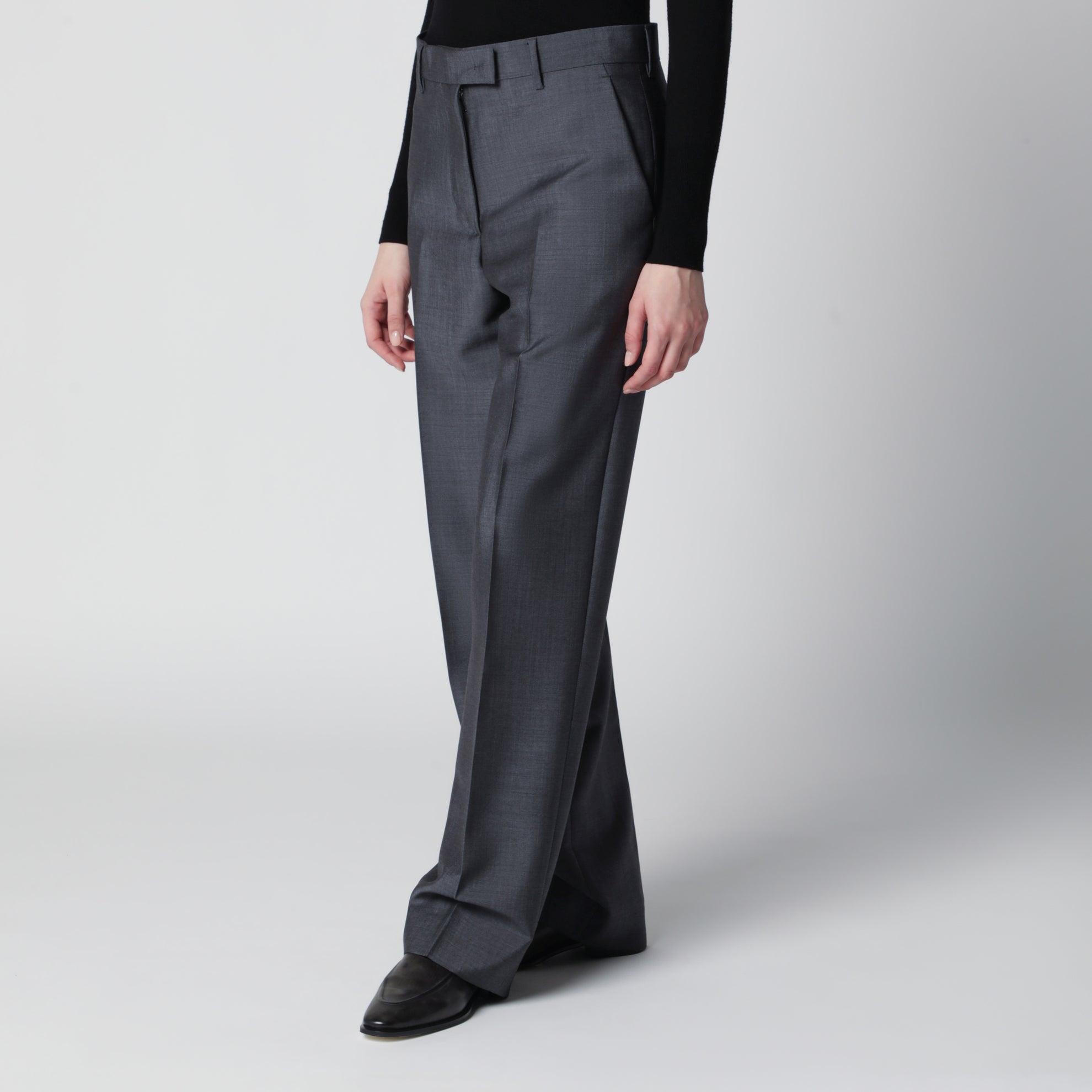 Grey wool-blend trousers
