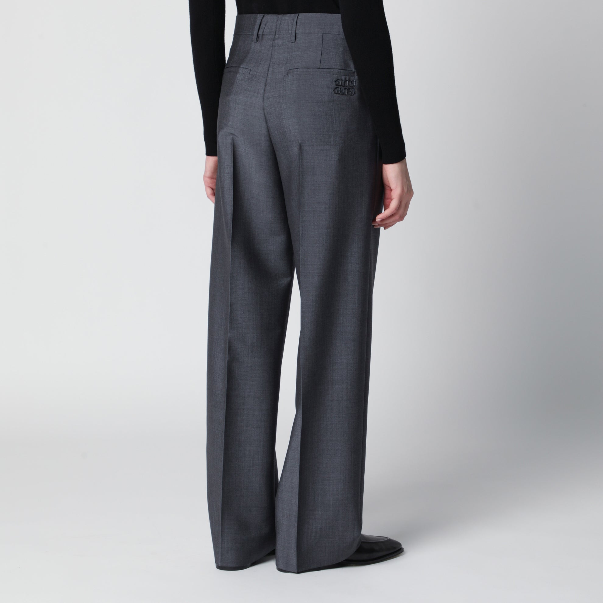 Grey wool-blend trousers