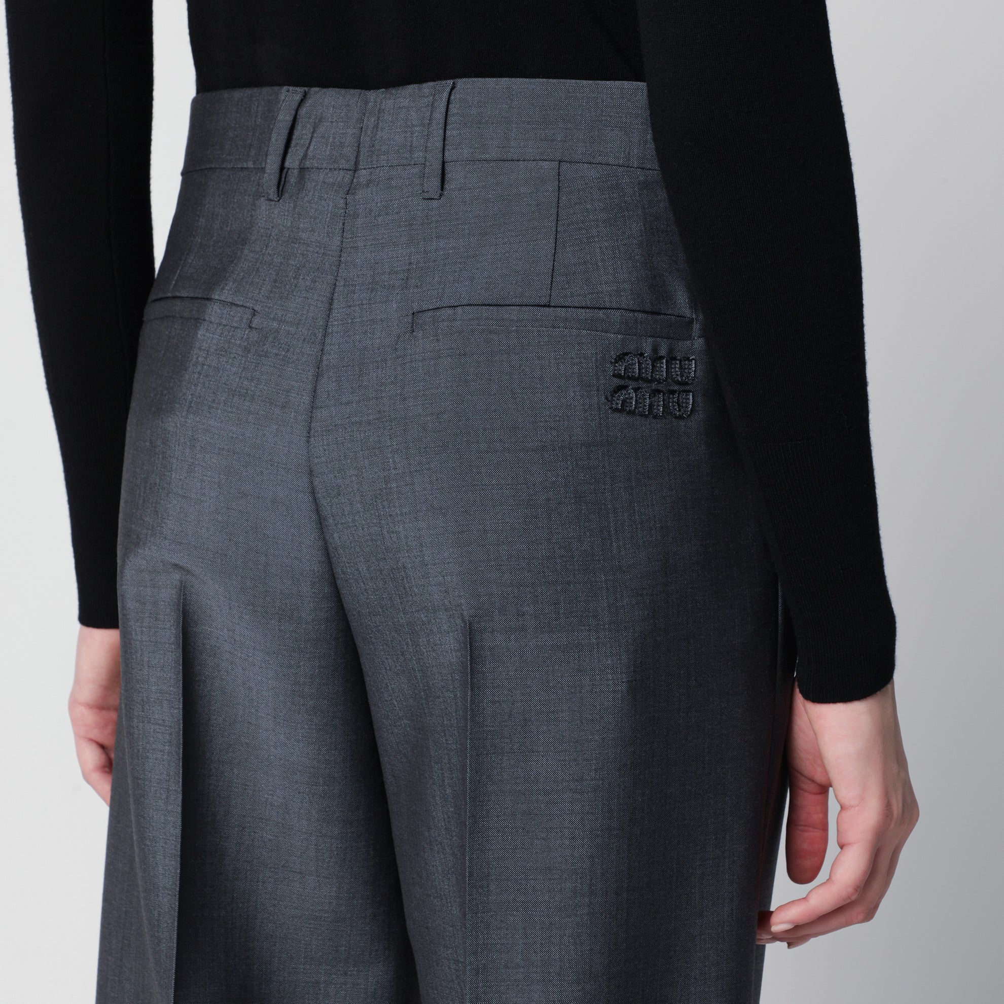 Grey wool-blend trousers