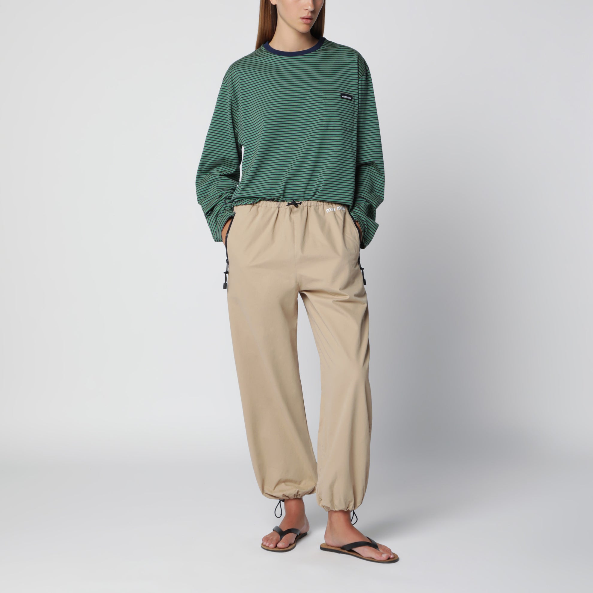 Pantaloni in gabardine beige