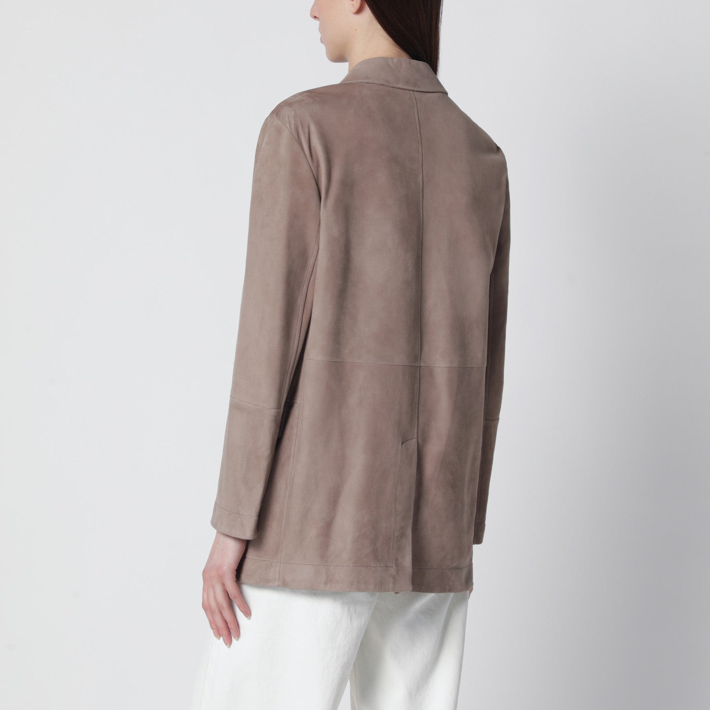 Blazer monopetto en daim marron clair