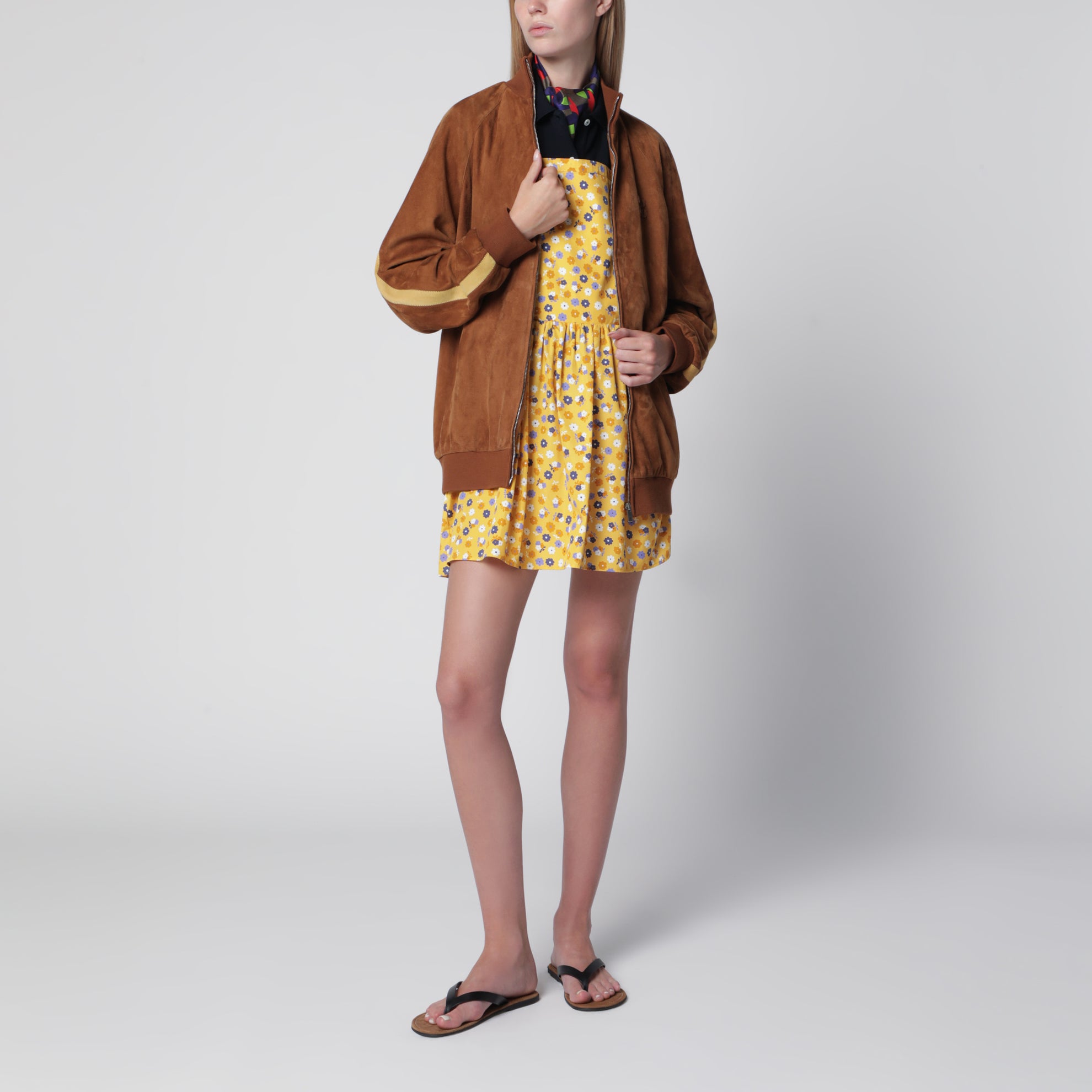 Gewachste Wildlederjacke in Cognac