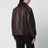 Blouson marron en cuir avec shearling gris