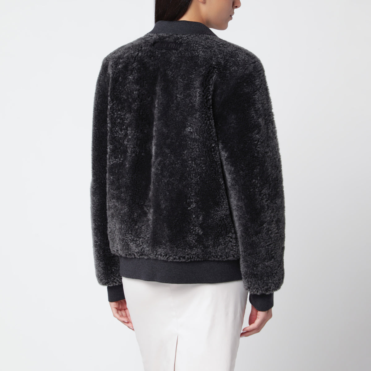 Blouson grigio in montone e maglia