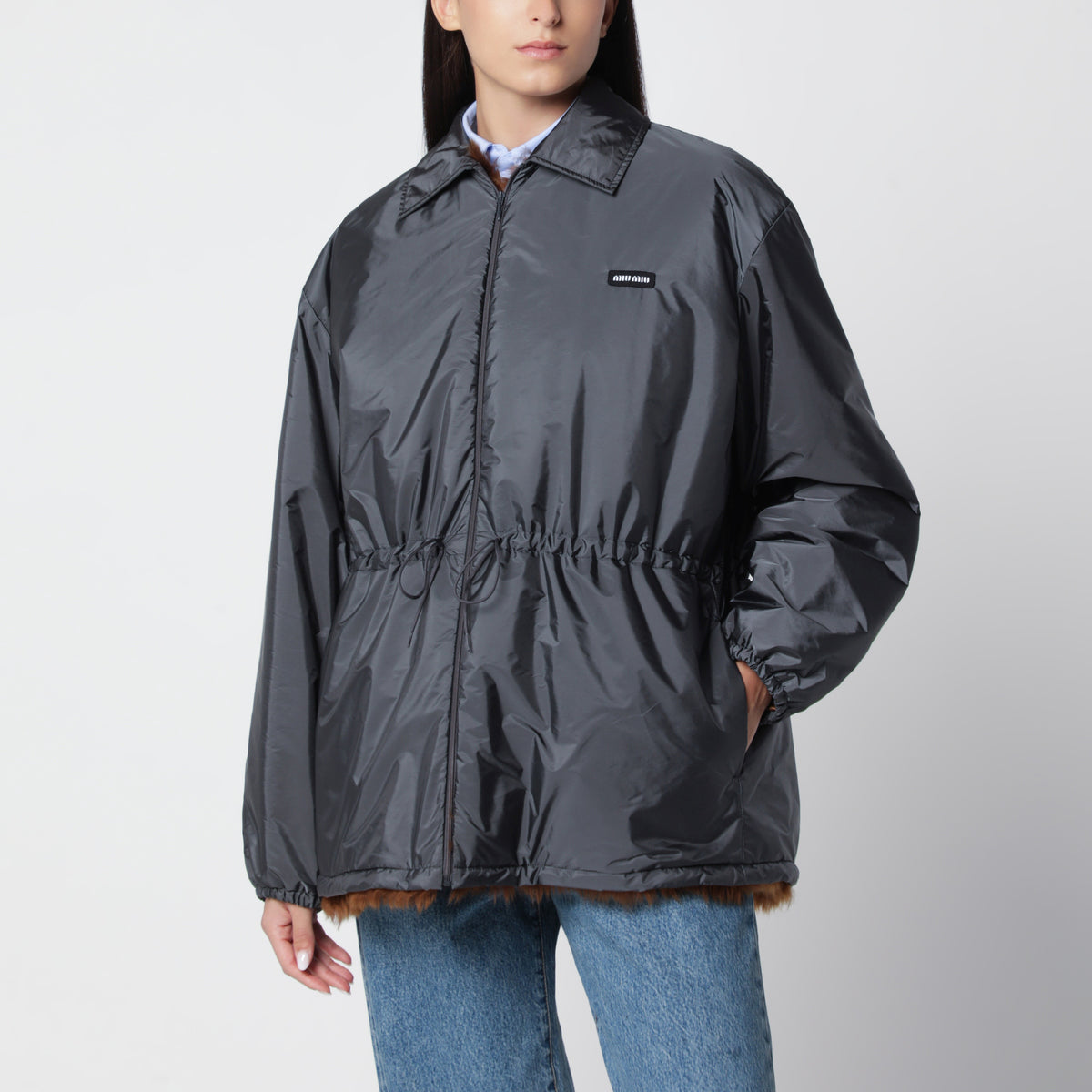 Ematite Blouson aus technischem Gewebe und Lammfell
