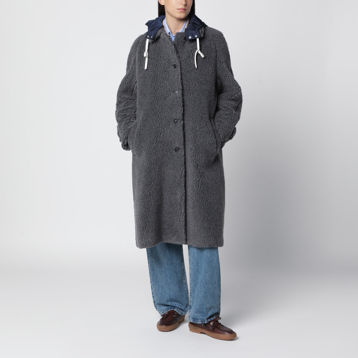 Slate Mantel aus Gewebe in Shearling-Optik