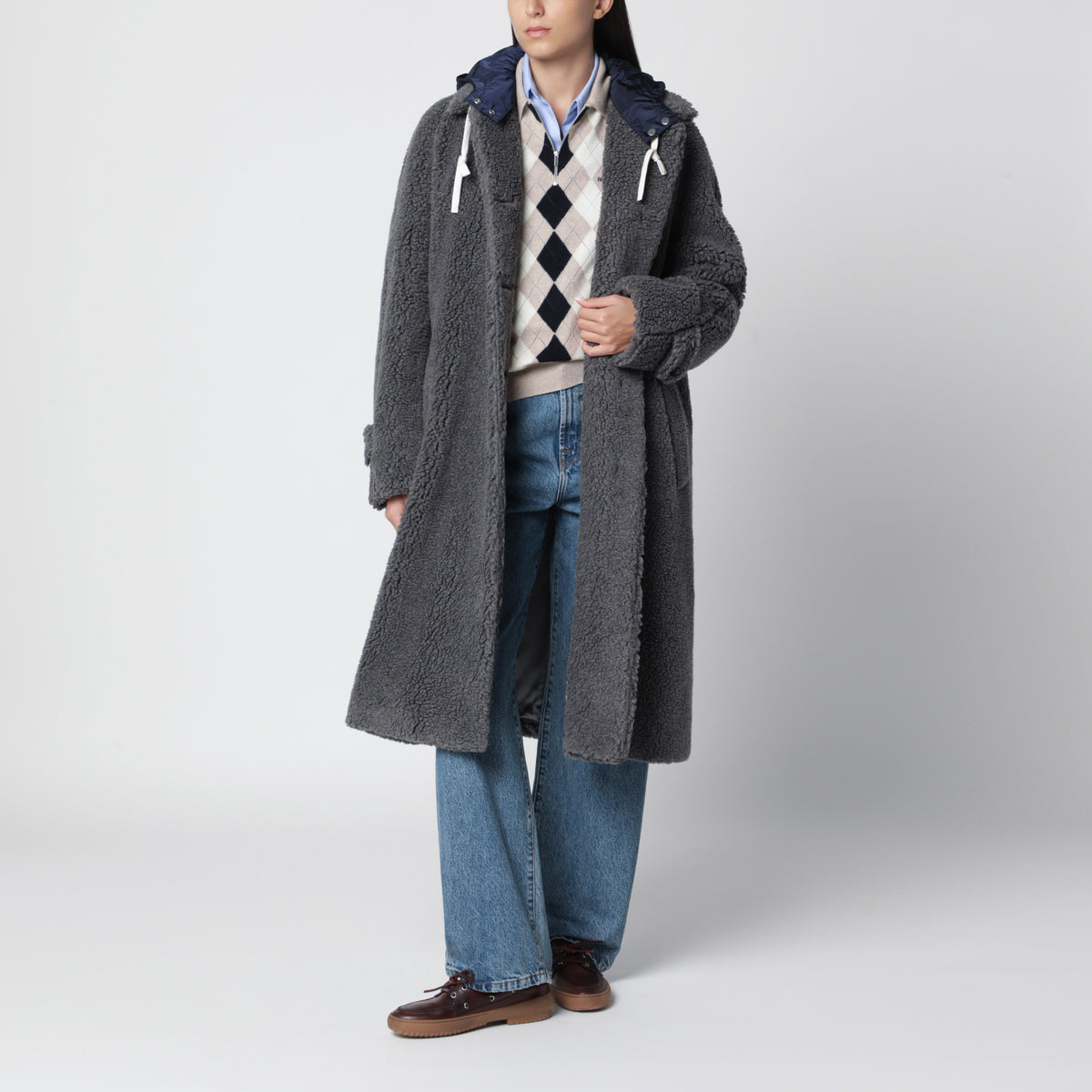 Slate Mantel aus Gewebe in Shearling-Optik