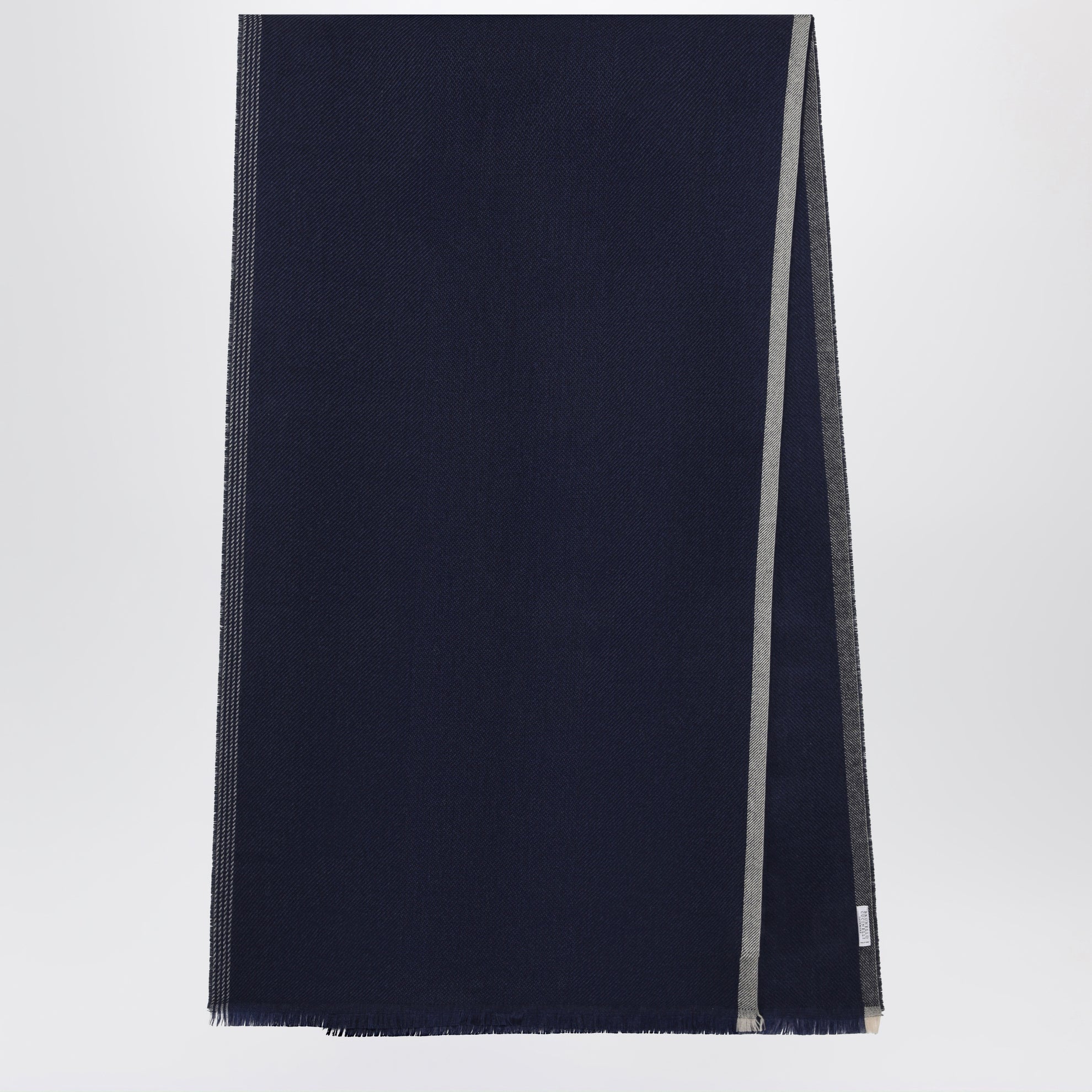 Sciarpa in lana e cashmere blu/marrone/grigia
