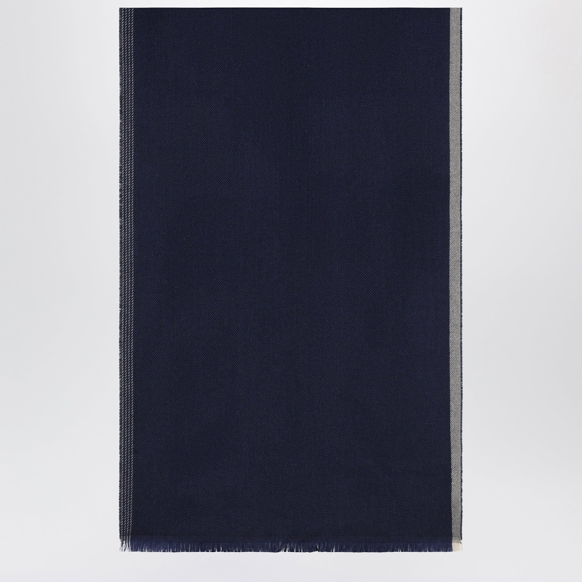 Sciarpa in lana e cashmere blu/marrone/grigia