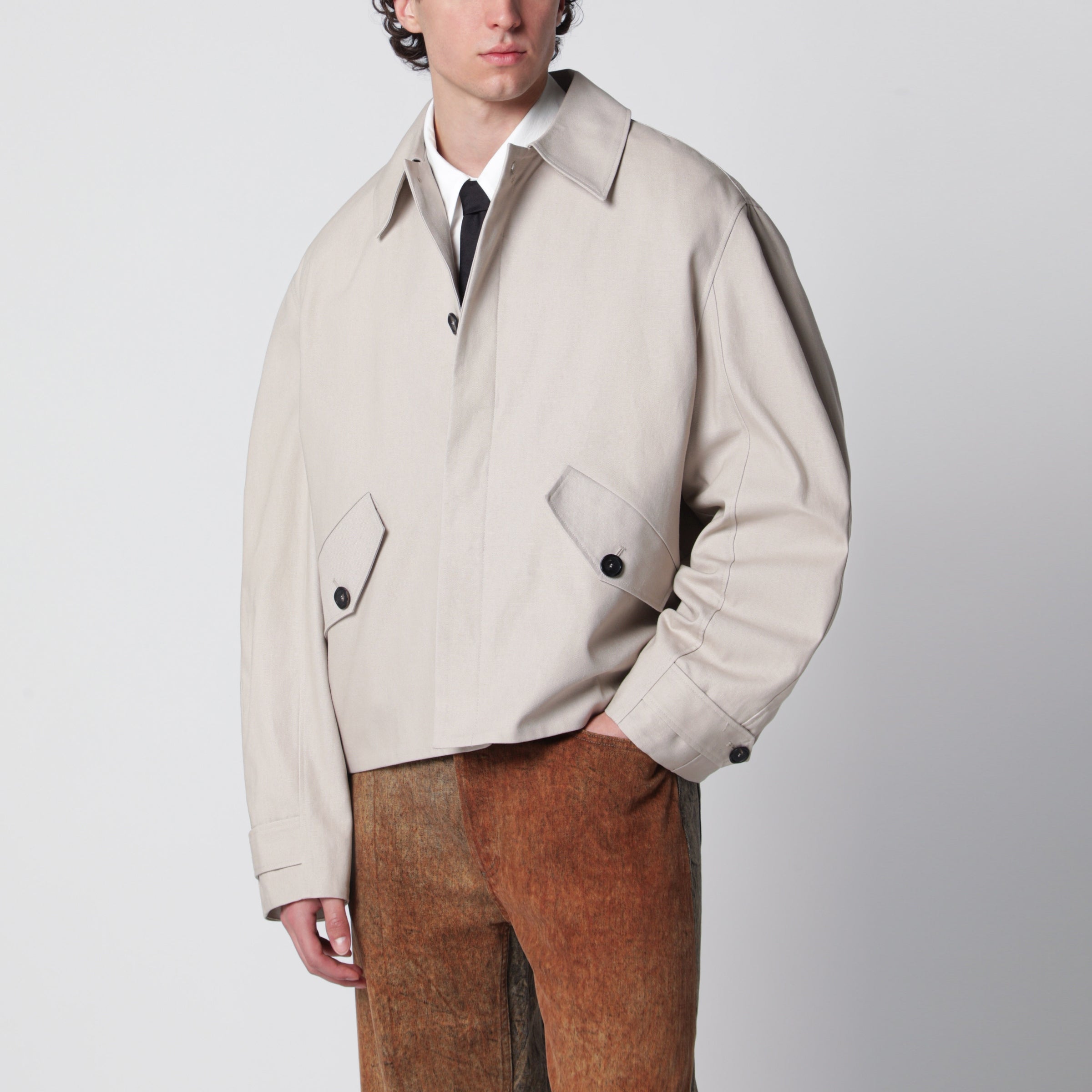 Séfr Short beige cotton trench coat | TheDoubleF