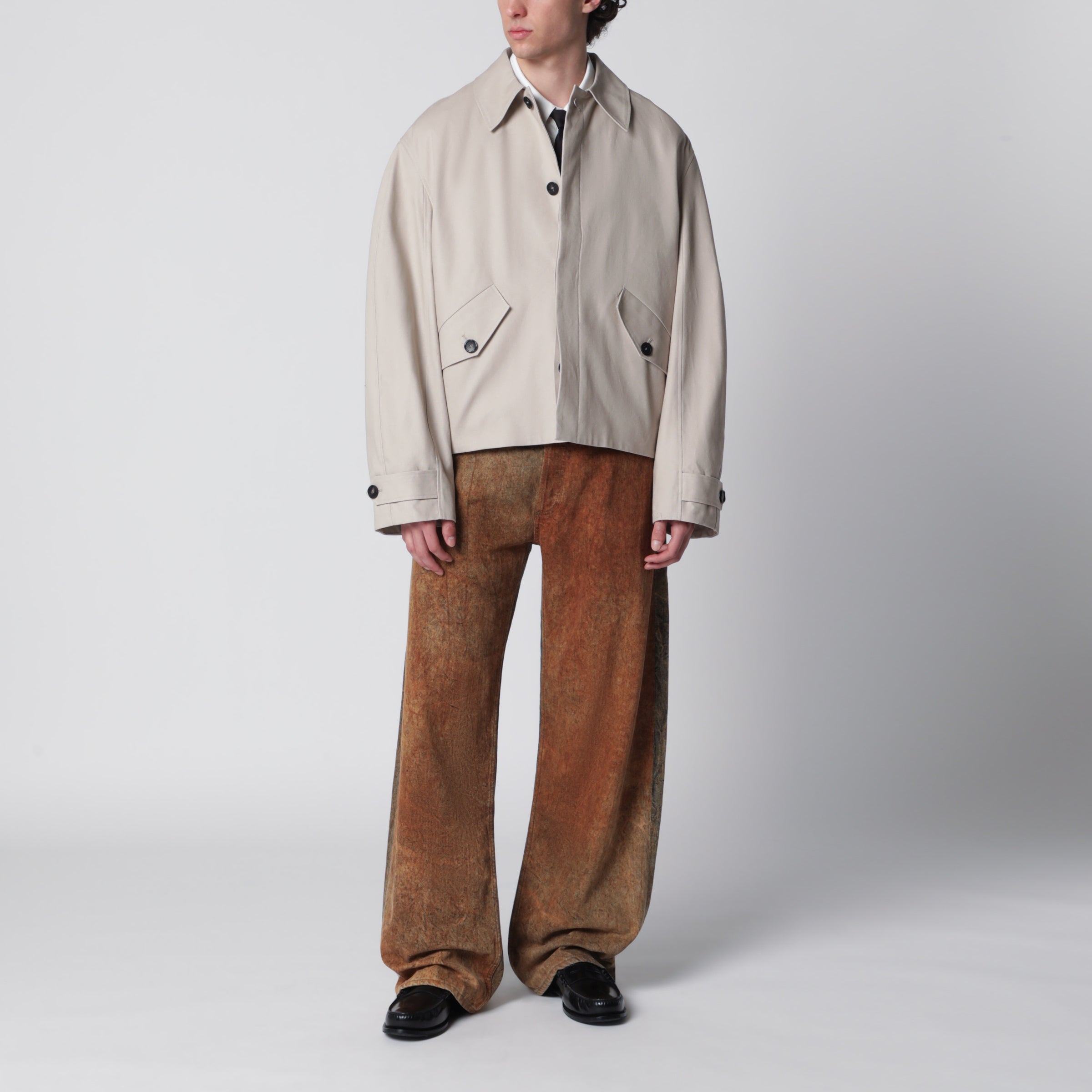 Séfr Short beige cotton trench coat | TheDoubleF