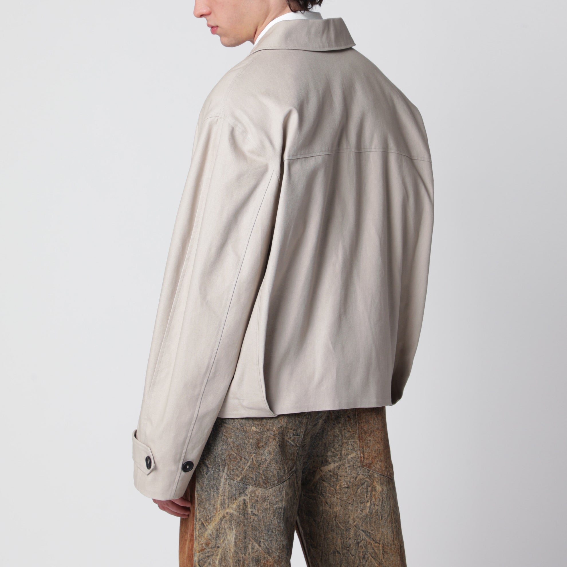 Trench corto beige in cotone