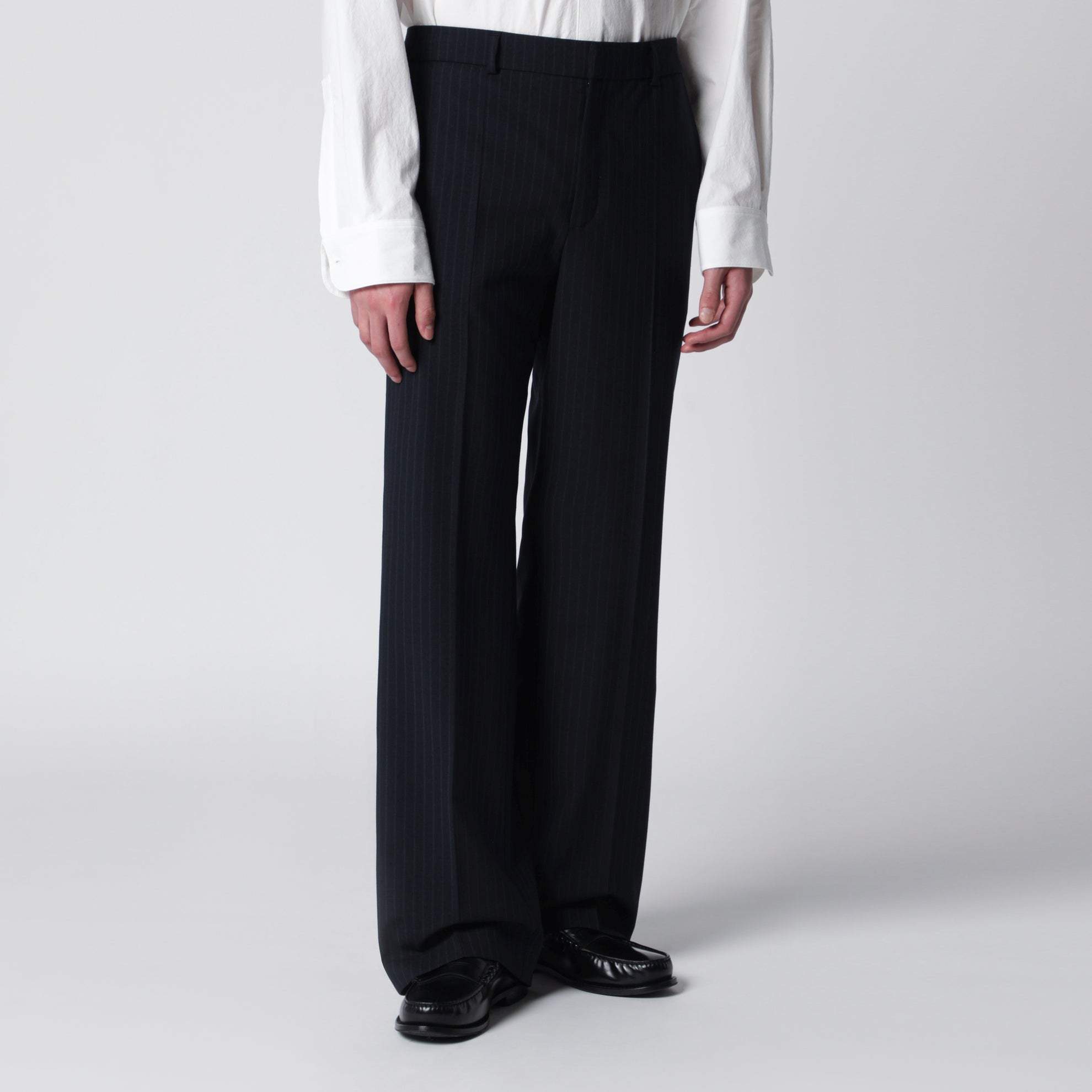Pantalone gessato in misto lana