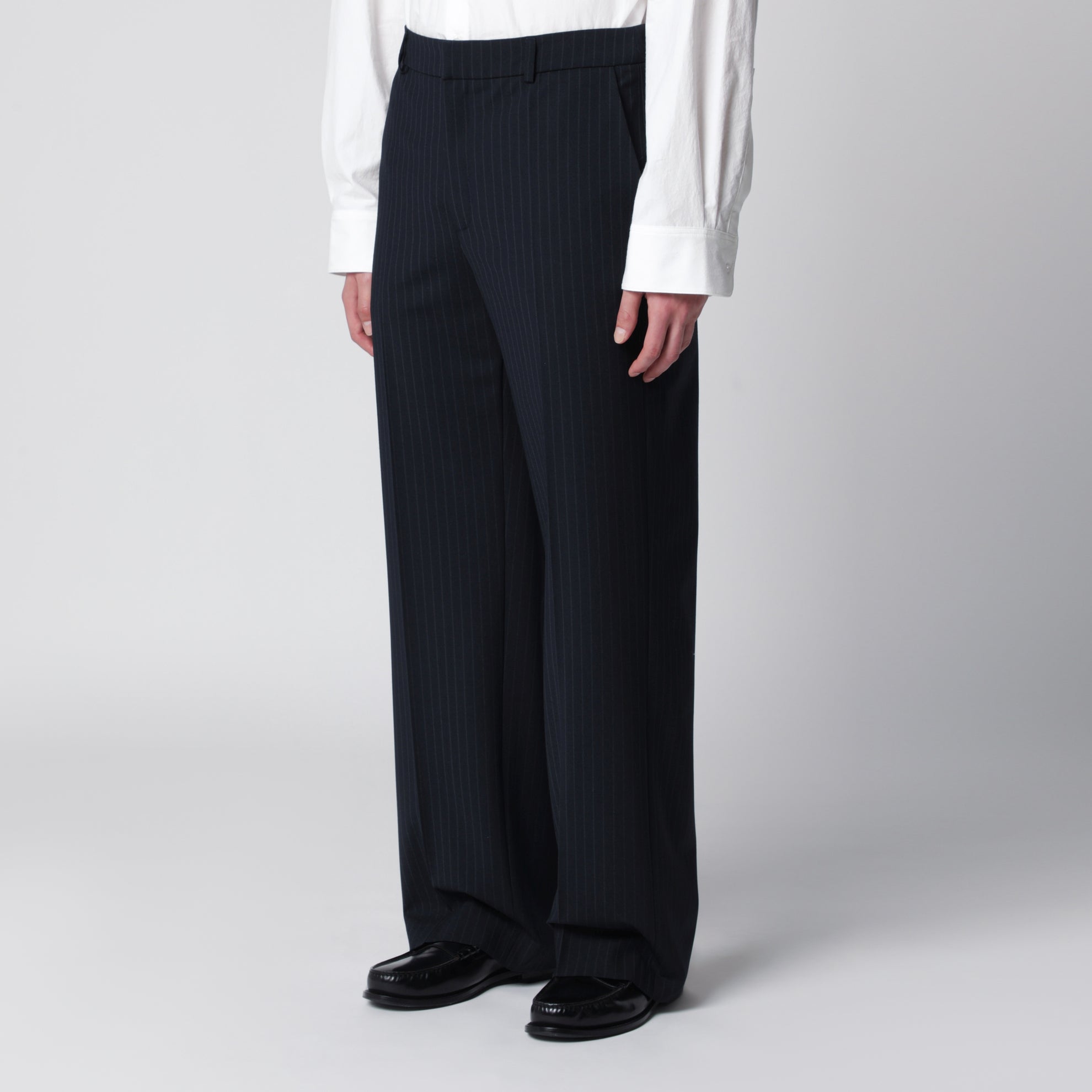 Pantalone gessato in misto lana