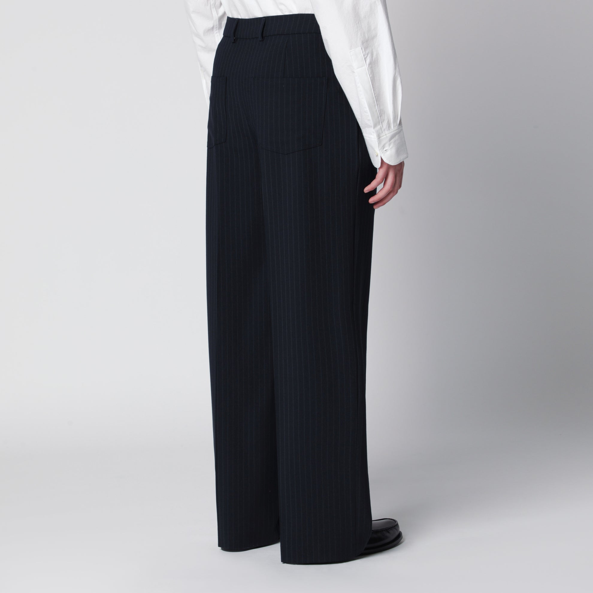 Pantalone gessato in misto lana