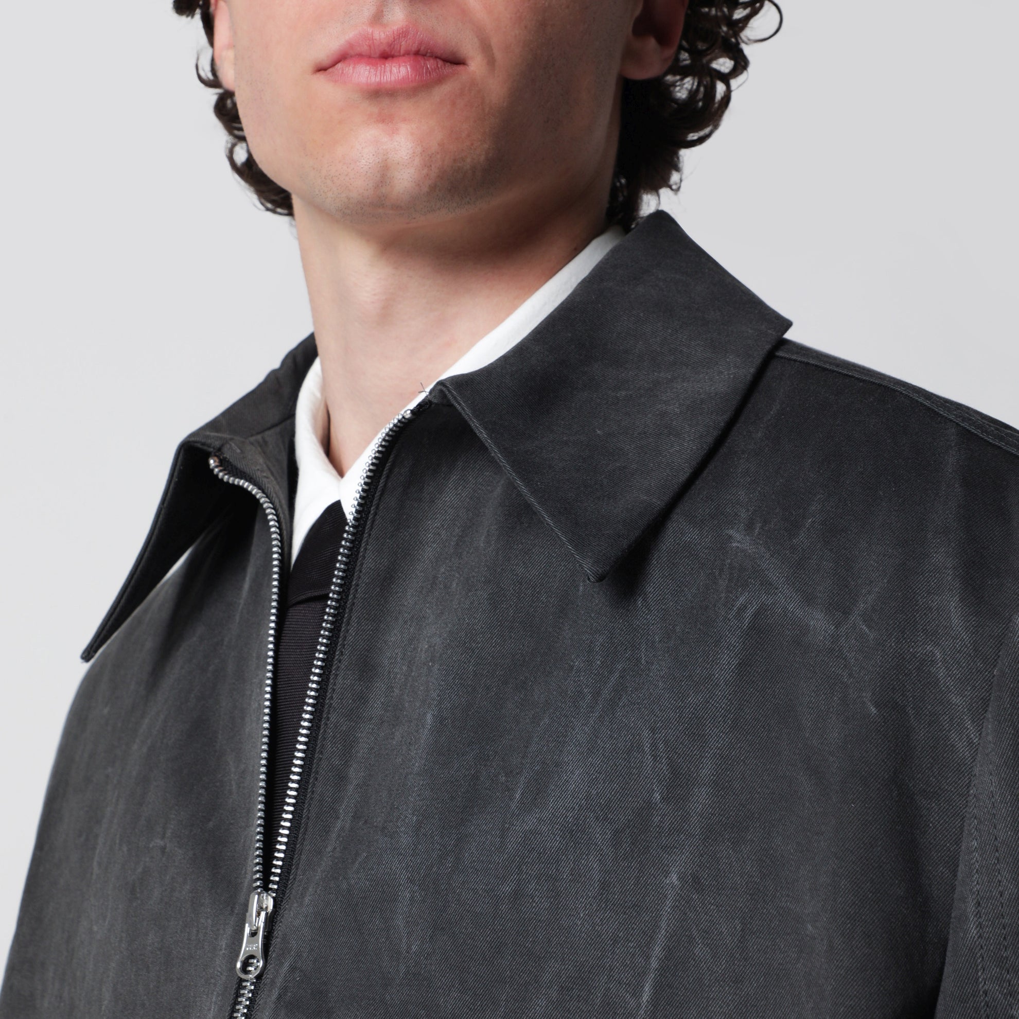 Verwaschene graue Tazio Jacke mit Reißverschluss
