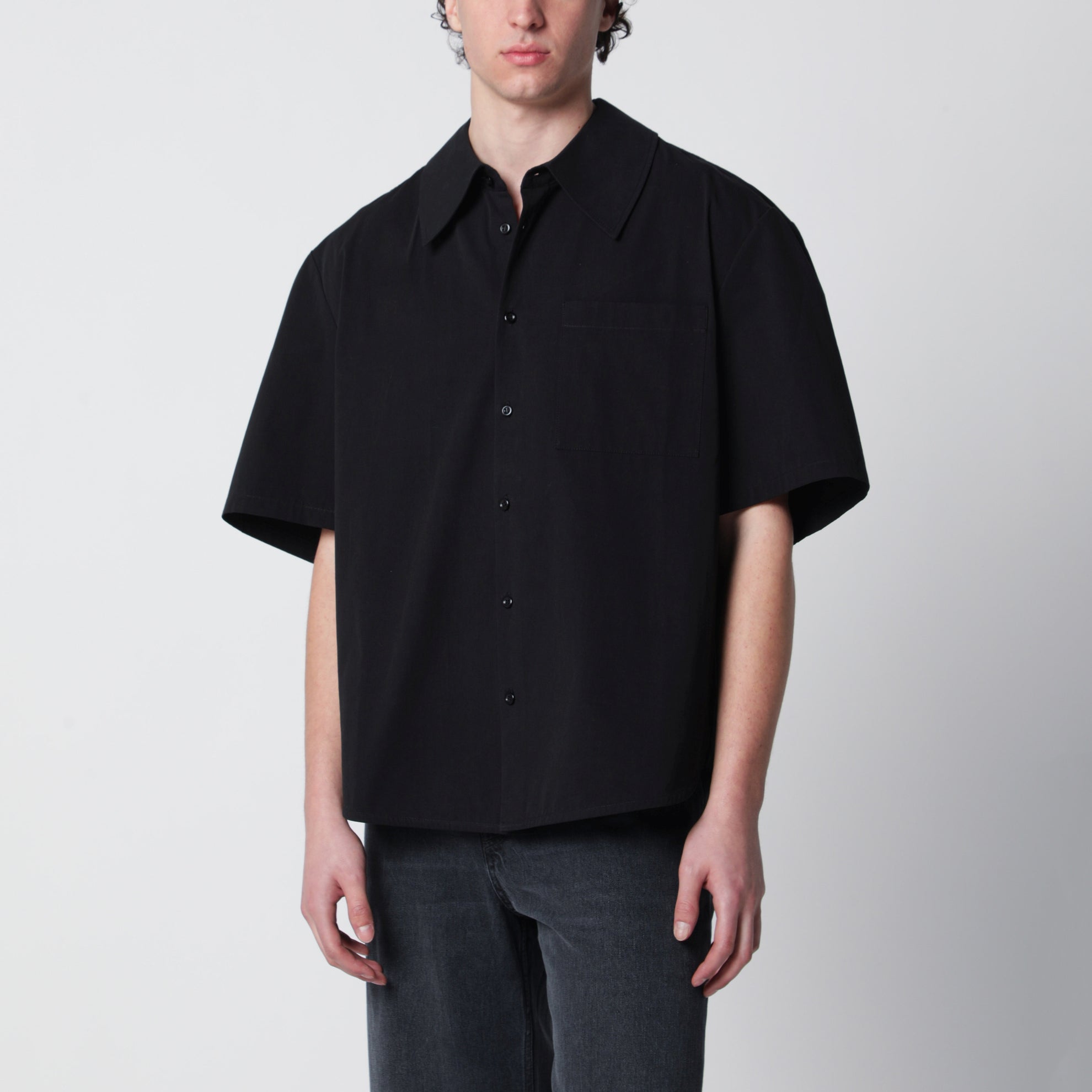 Waylon black cotton poplin shirt