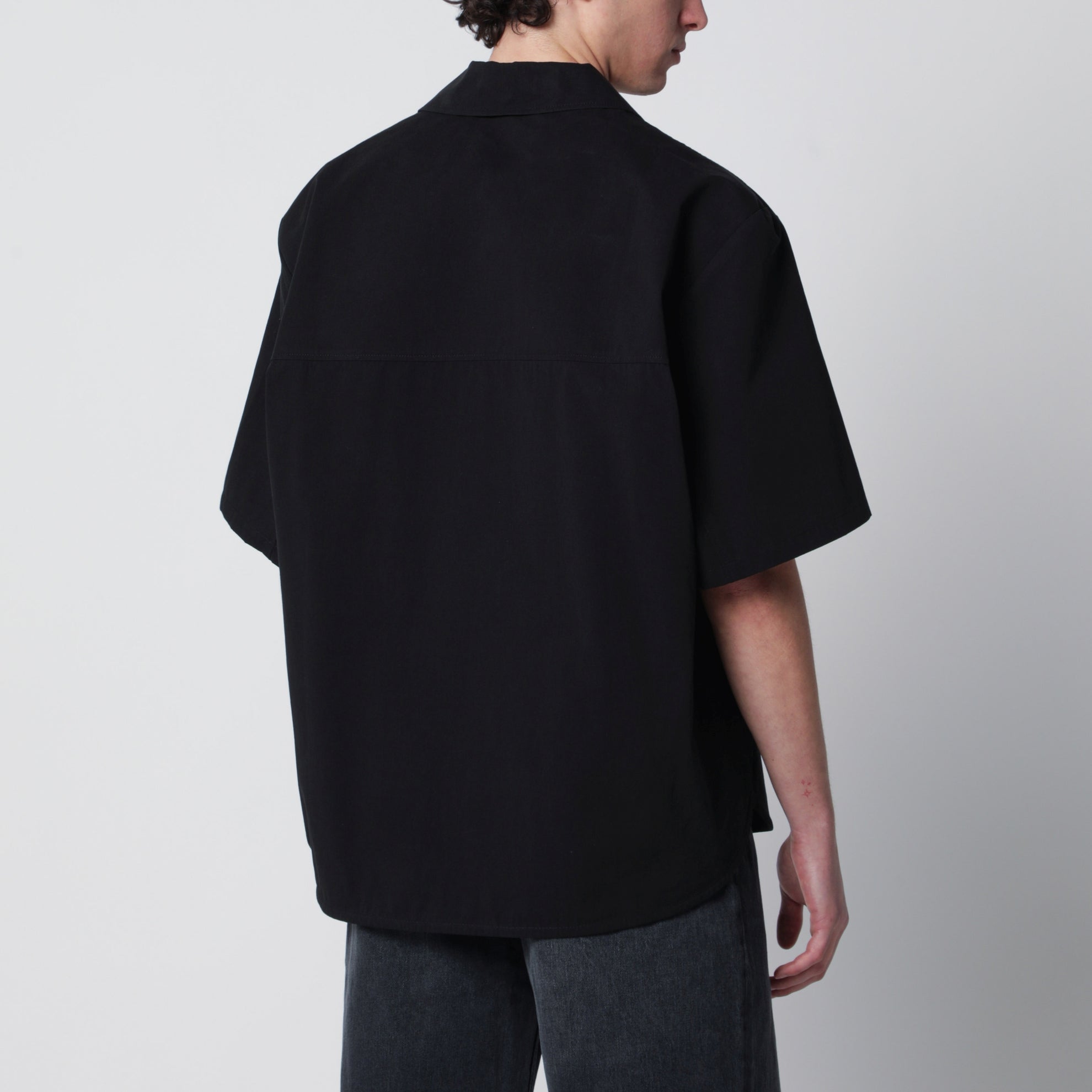 Waylon black cotton poplin shirt