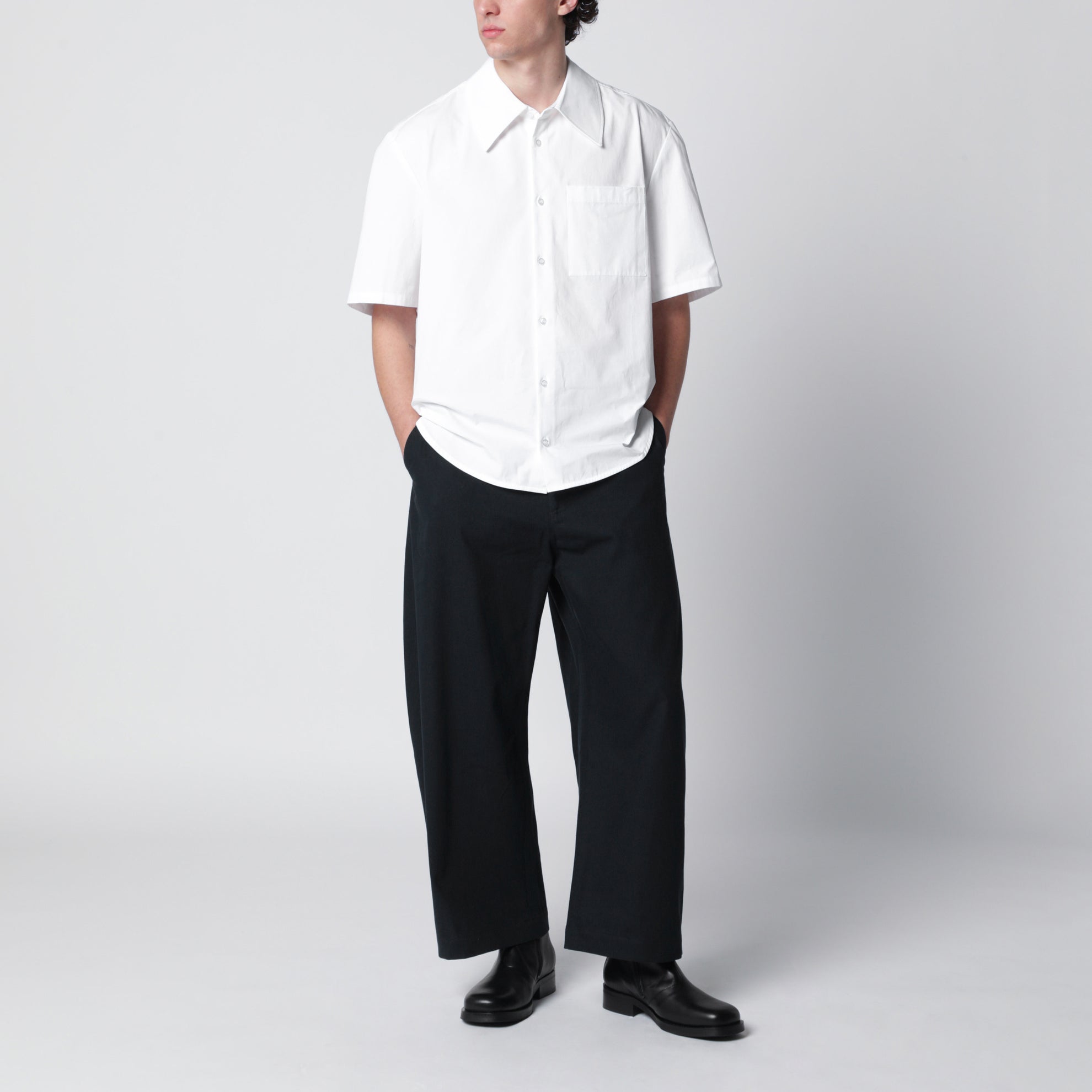 Waylon white cotton poplin shirt