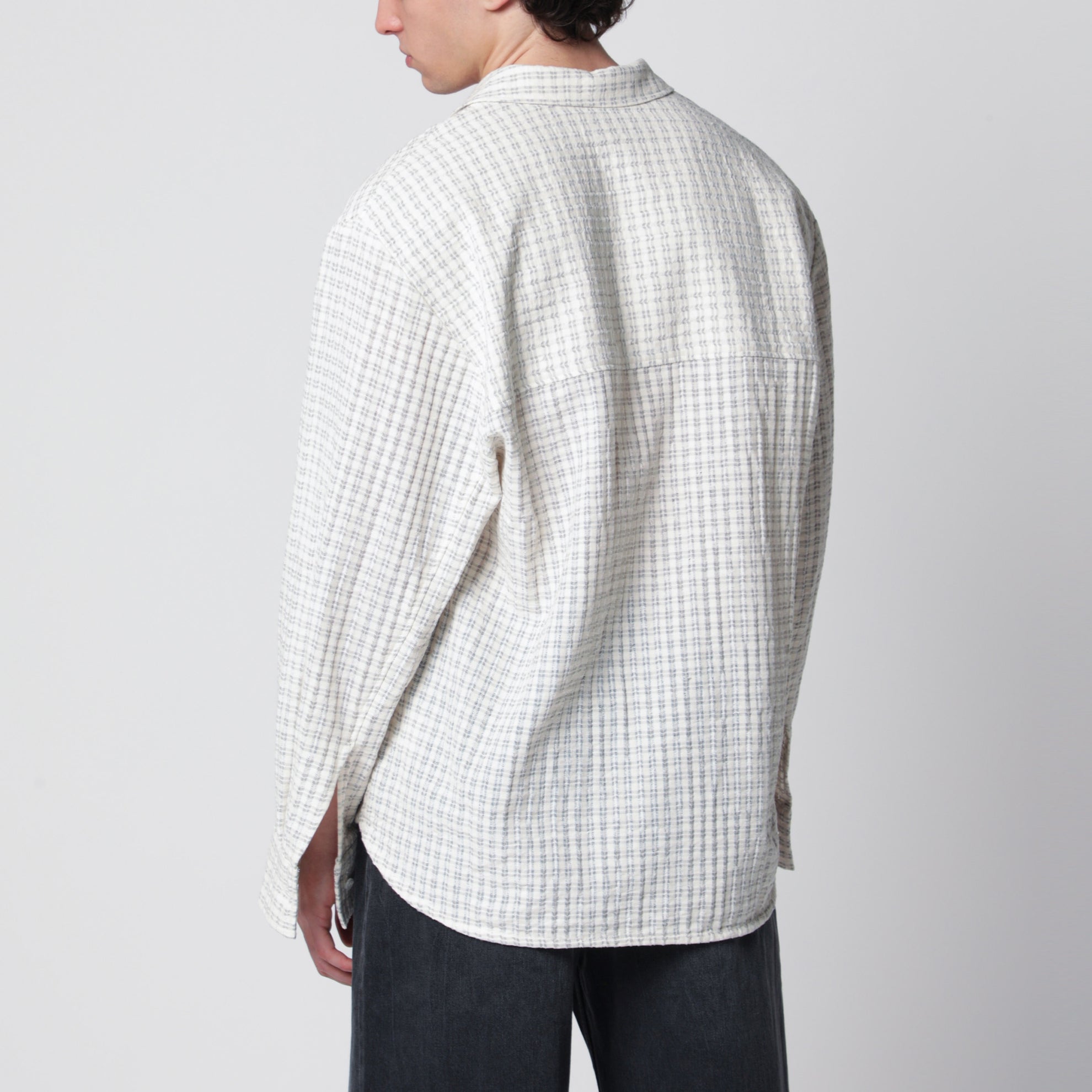 Light beige check-pattern shirt