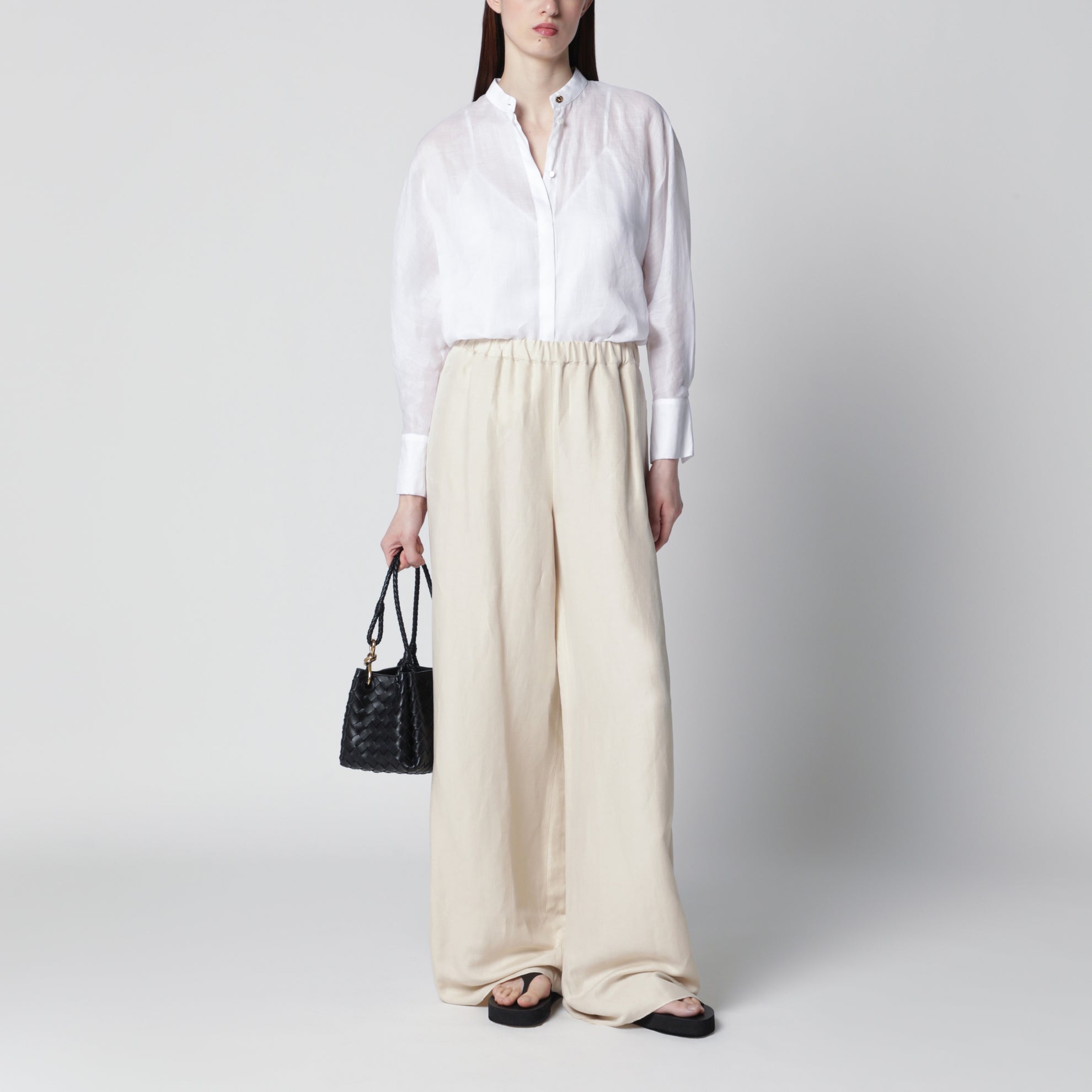 Camicia Baldili in tela di ramié bianca