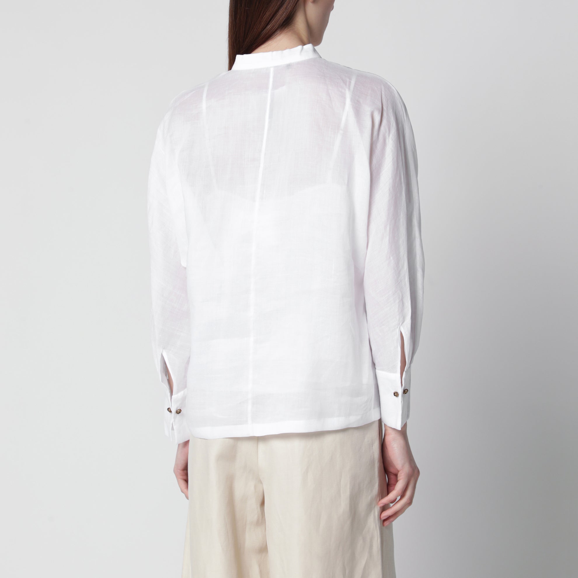 Camicia Baldili in tela di ramié bianca