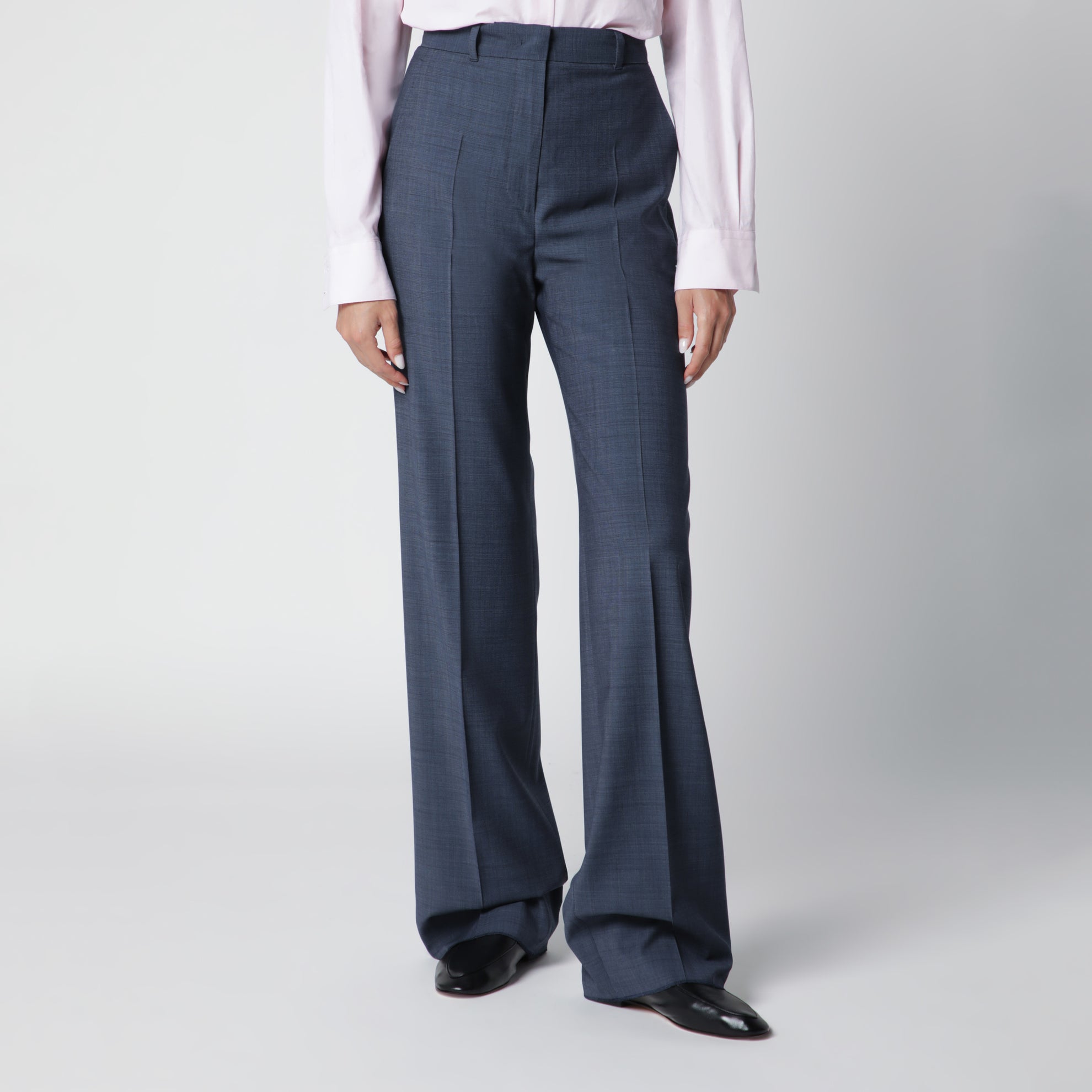 Pantalone classico in lana vergine blu