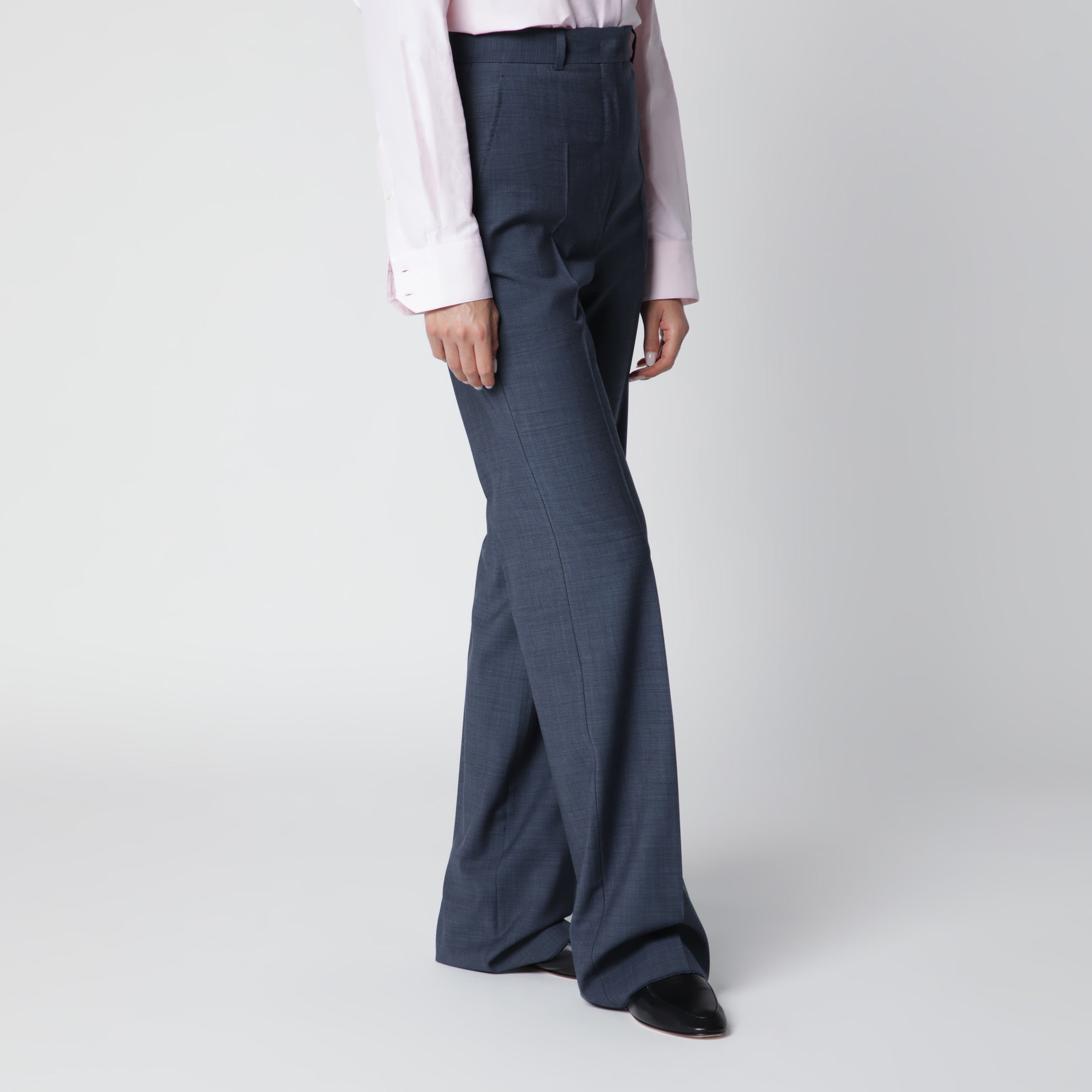 Pantalone classico in lana vergine blu