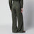 Pantalon wide leg taille haute en lin kaki