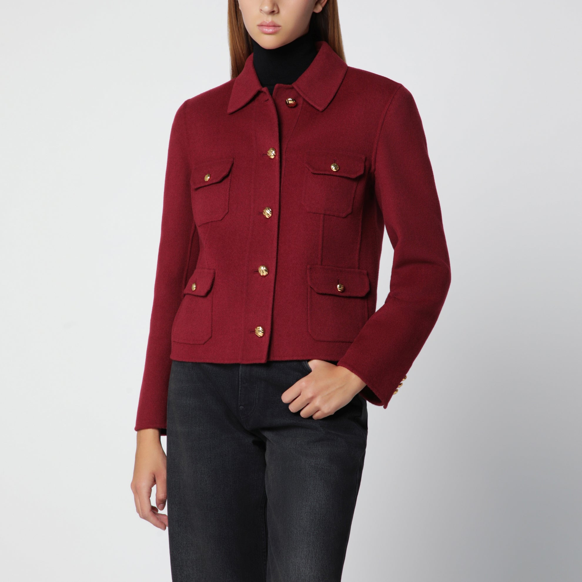 Veste en laine et cachemire couleur rubis