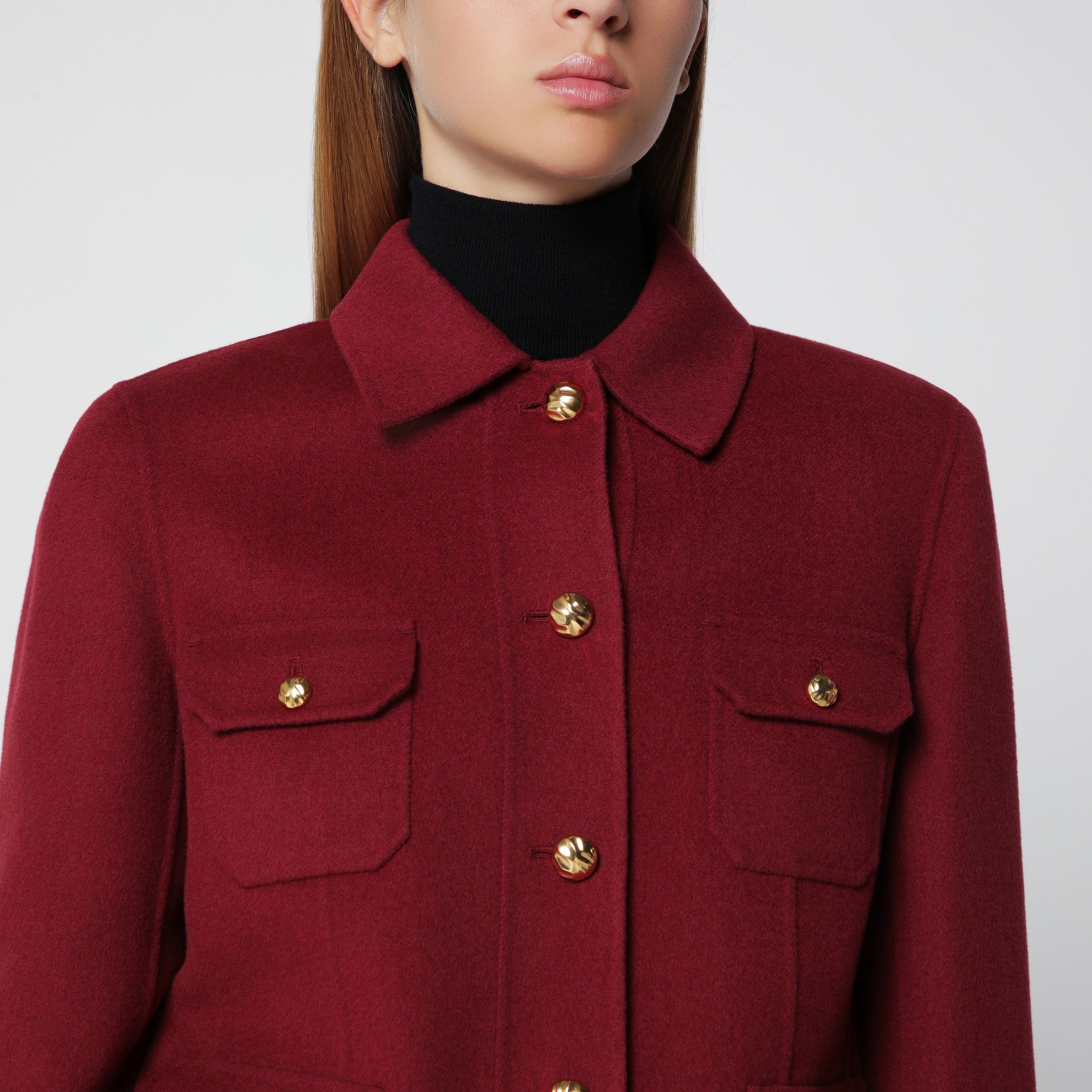 Veste en laine et cachemire couleur rubis