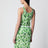 Top stretch verde con stampa fiori