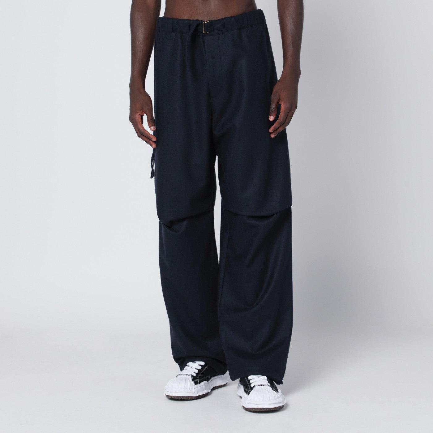 Pantalone track in lana blu