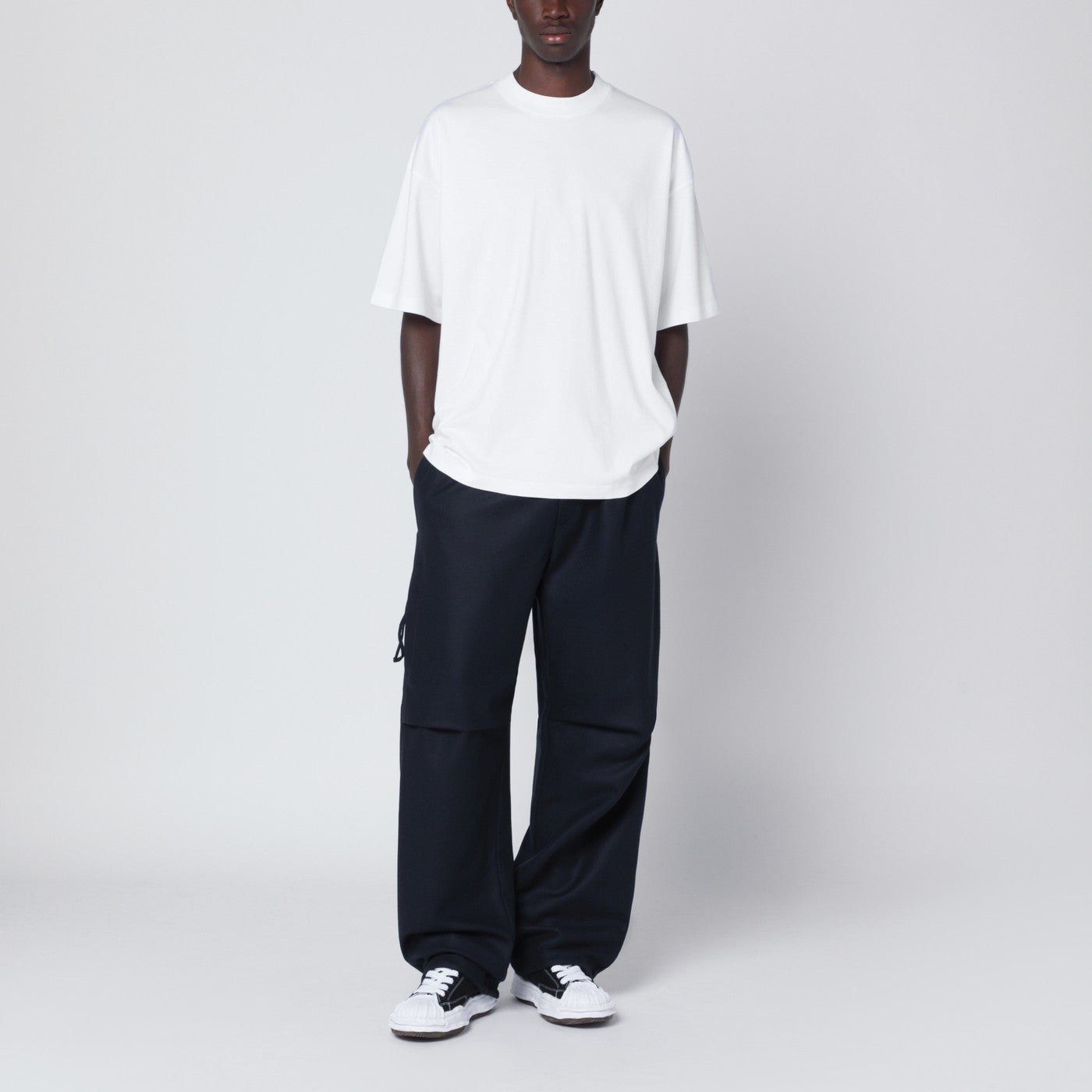 Pantalone track in lana blu