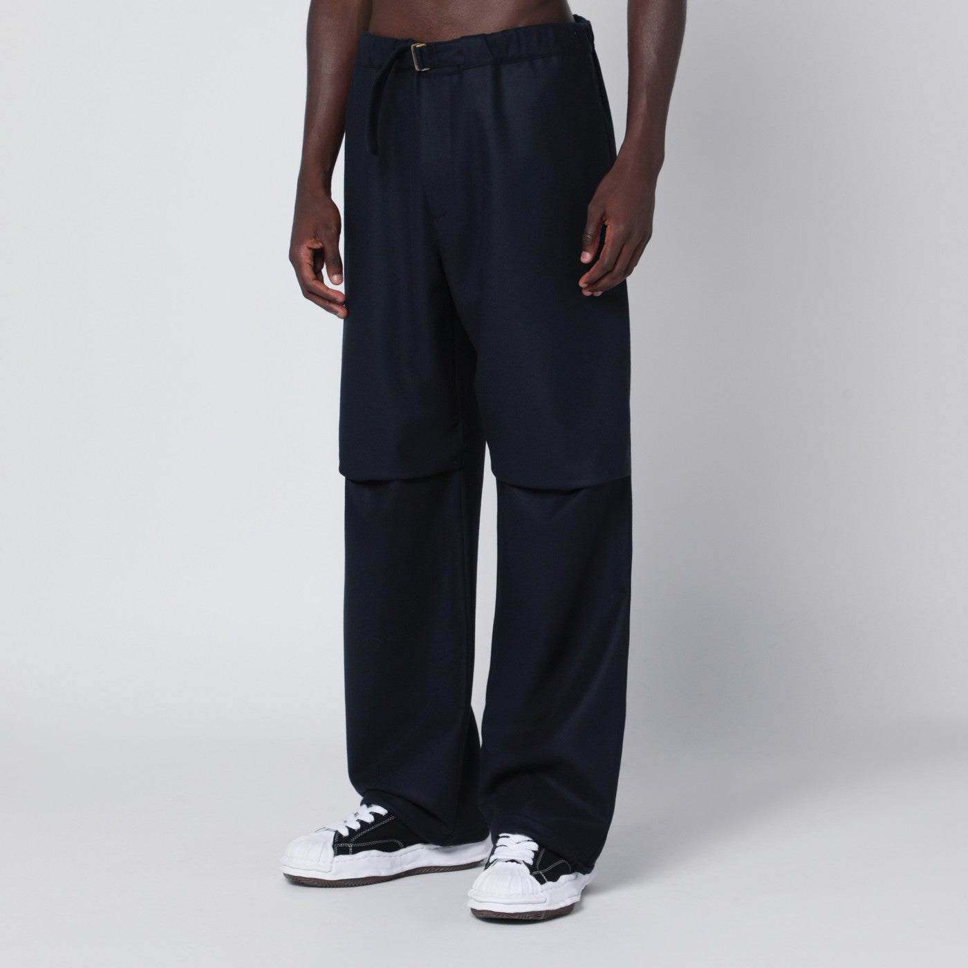 Pantalone track in lana blu