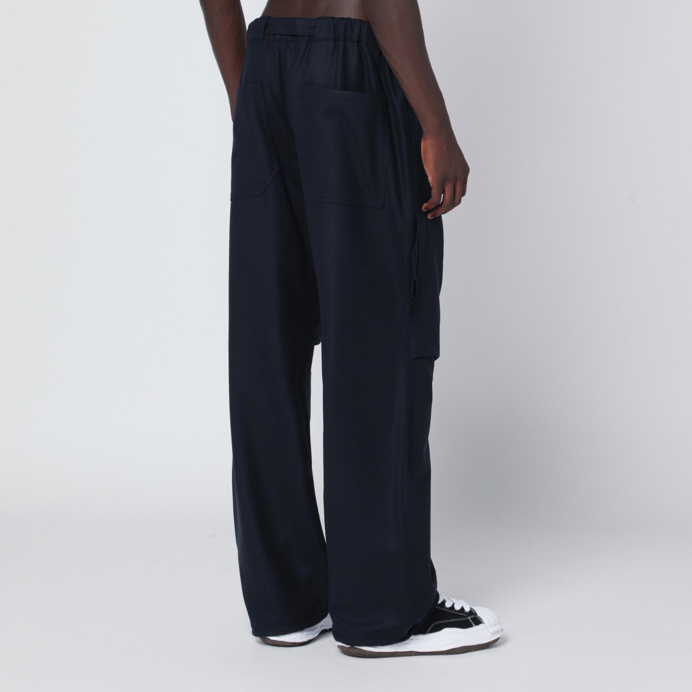 Pantalone track in lana blu