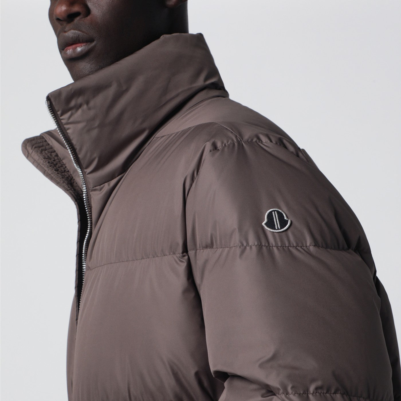 Moncler + Rick Owens Mud-colored zip-up down jacket | TheDoubleF