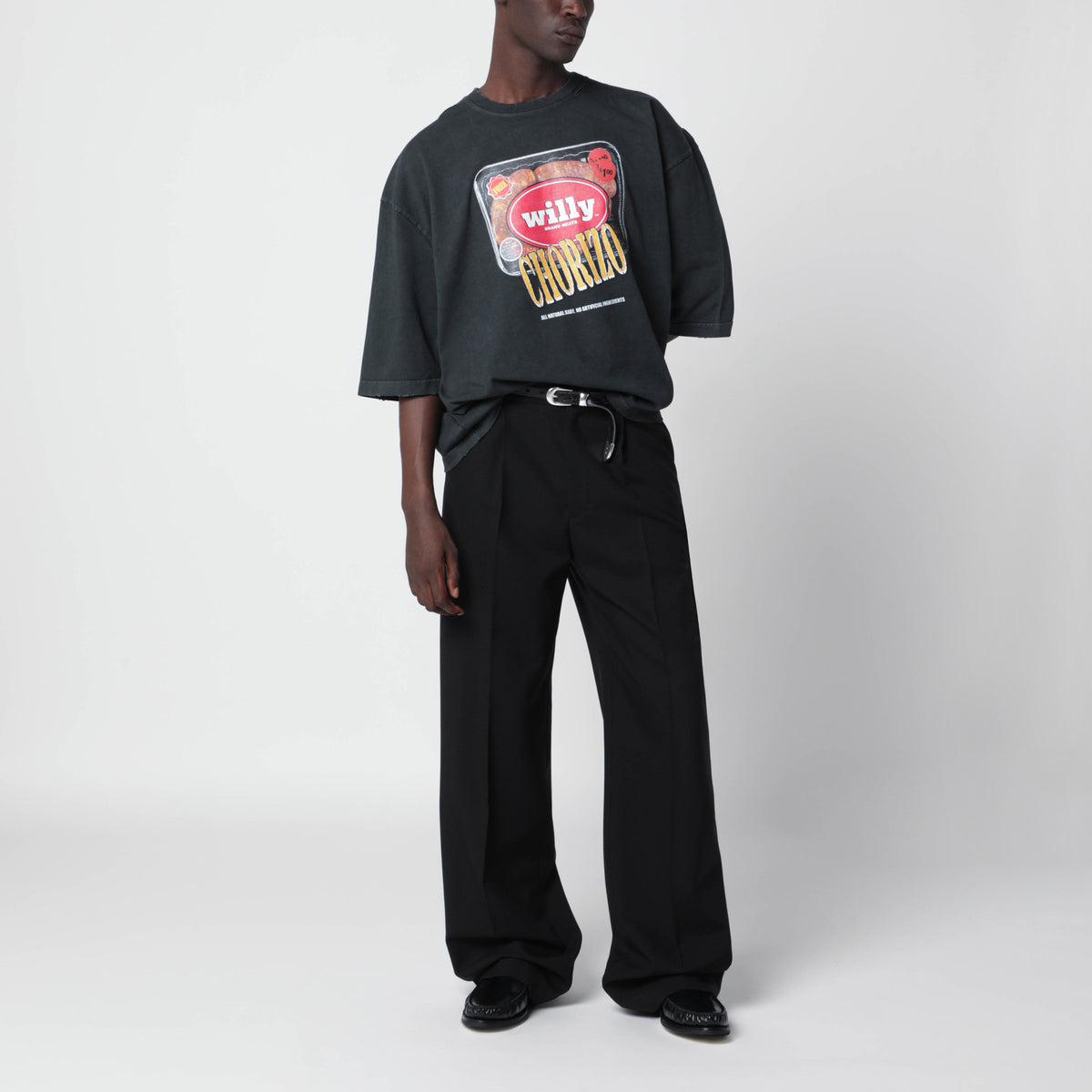 T-shirt oversize OS Especial Chorizo nera in cotone