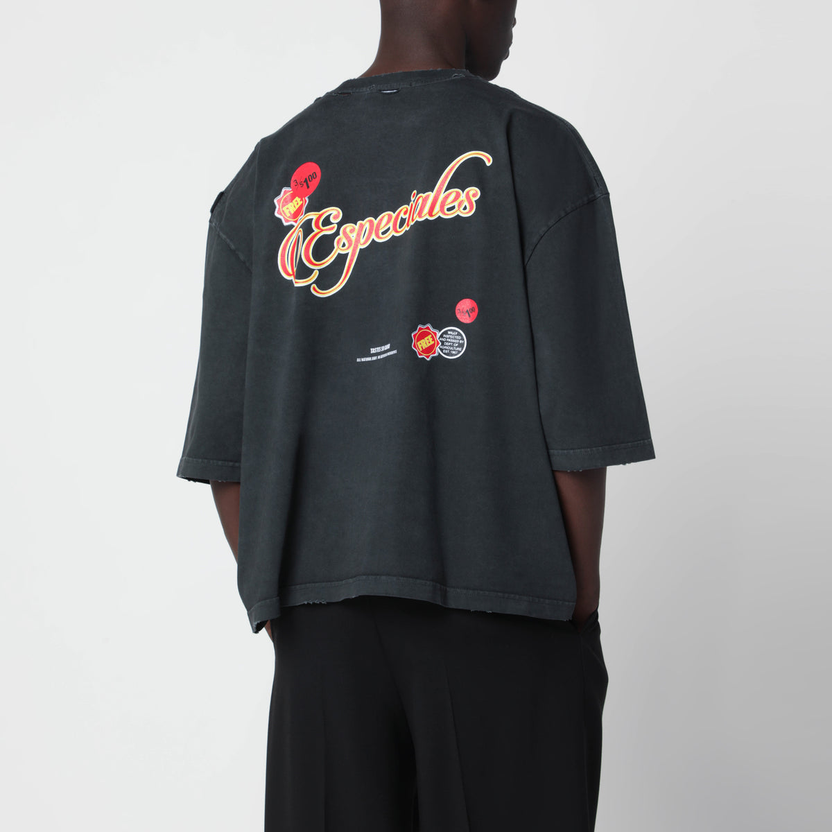 T-shirt oversize OS Especial Chorizo nera in cotone
