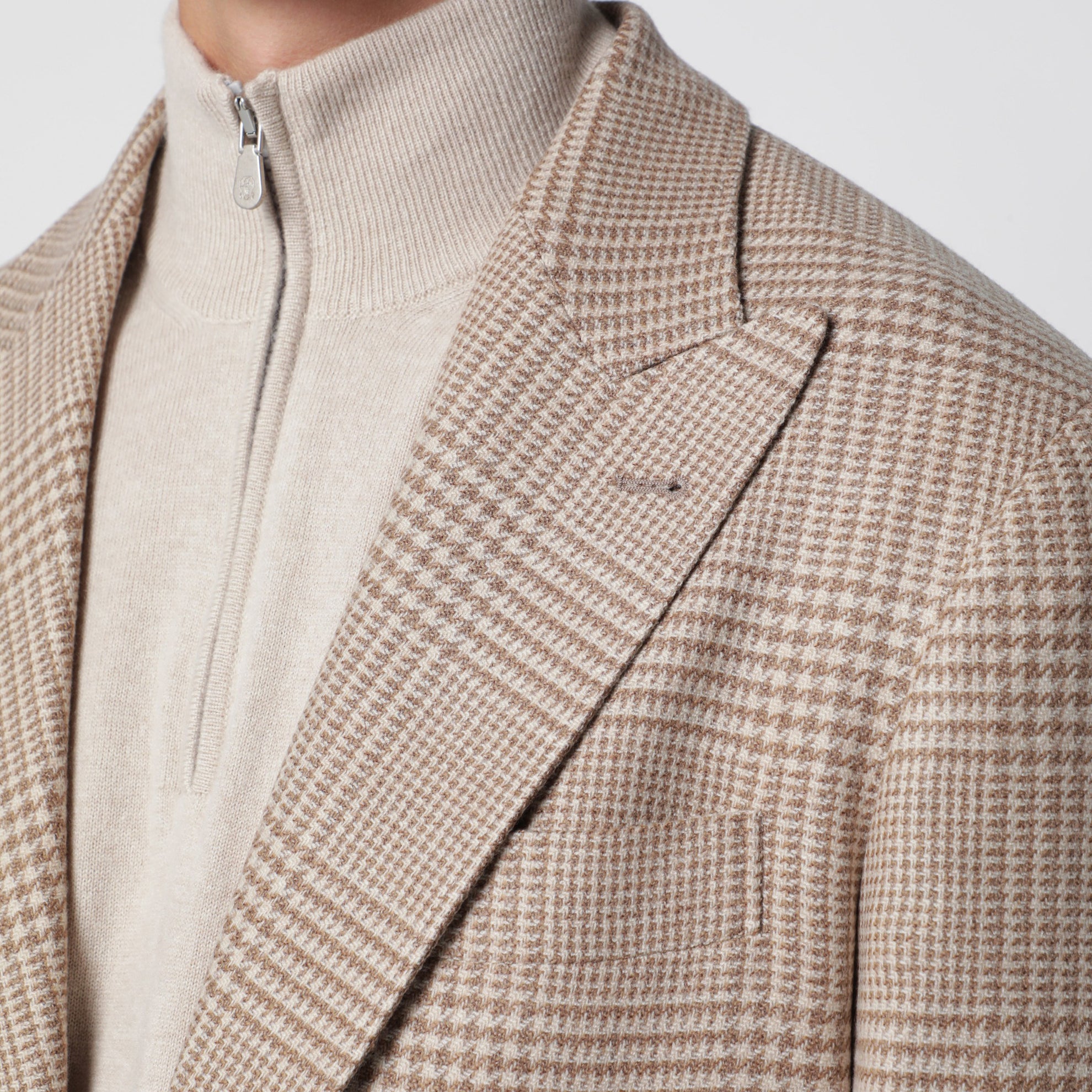 Camel Prince of Wales check single-breasted jacket