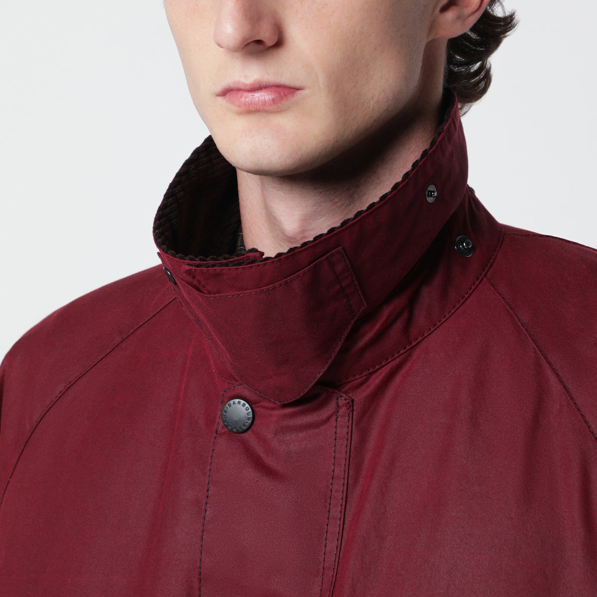Burgundy OS Transport waxed jacket