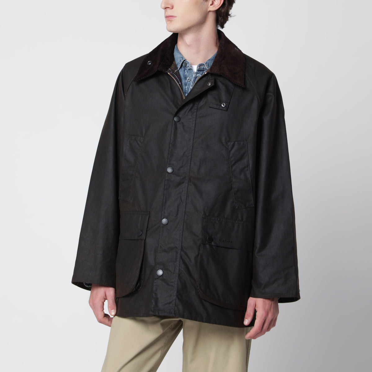 Giacca OS Bedale in cotone cerato marrone scuro