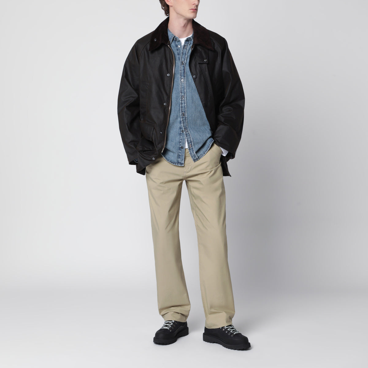 Giacca OS Bedale in cotone cerato marrone scuro