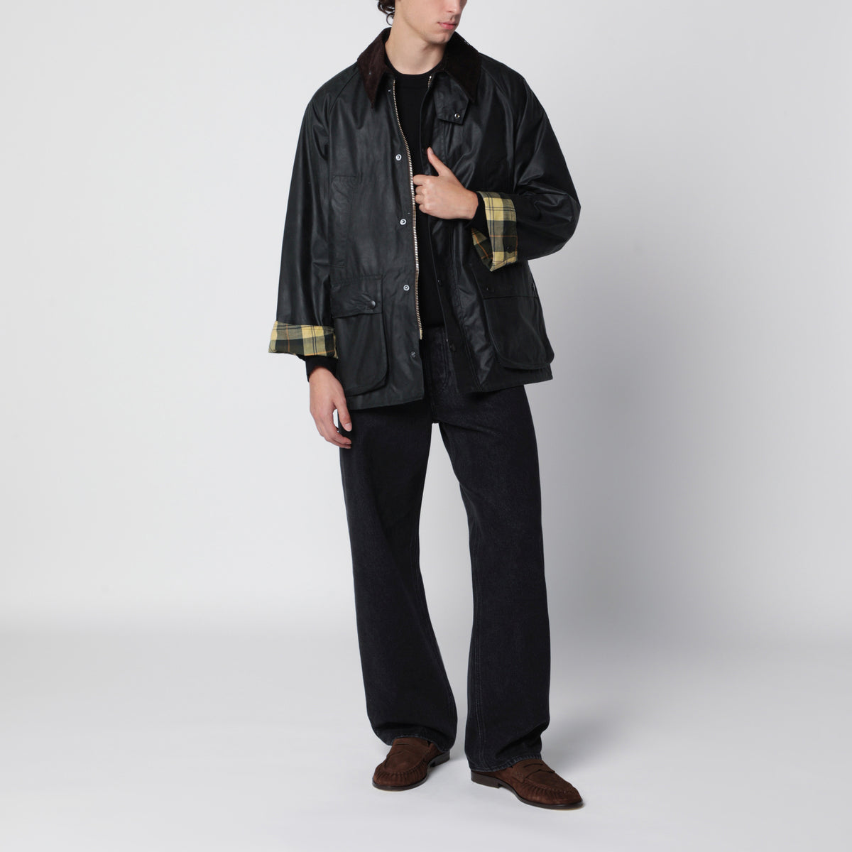 Veste OS Bedale vert sauge en coton ciré